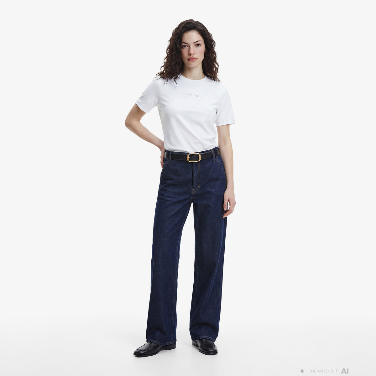 Calvin Klein Classic 20s Logo Grap Kadın Beyaz T-shirt