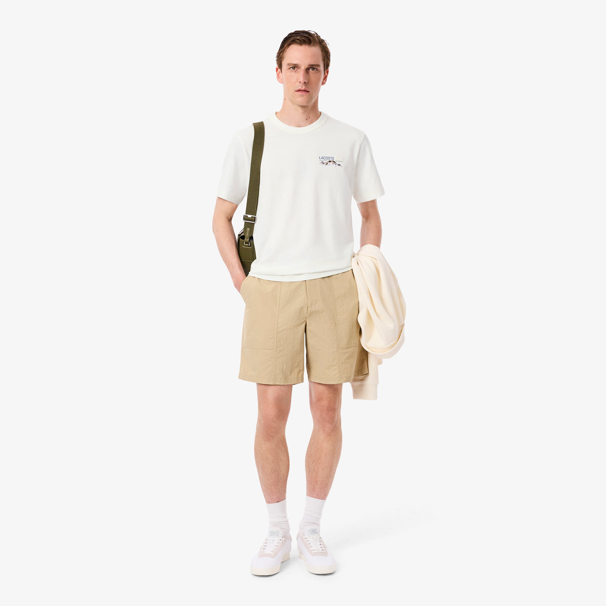 Lacoste Erkek Classic Fit Bisiklet Yaka Beyaz T-shirt
