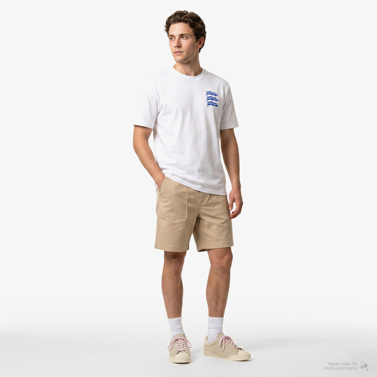 Hugo Nalien Erkek Beyaz T-shirt