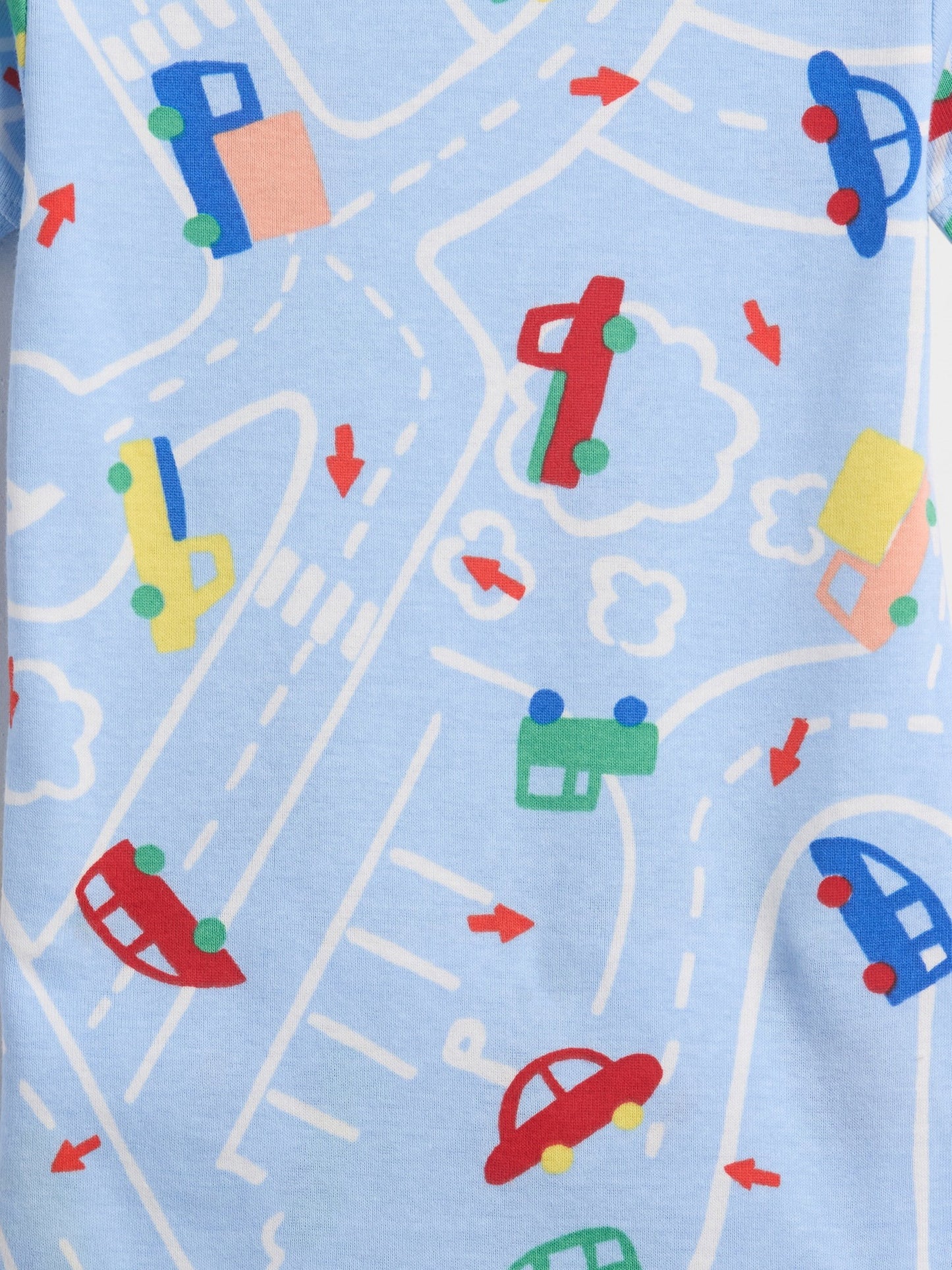 Açık Mavi %100 Organik Pamuk Roadway Pijama Takımı