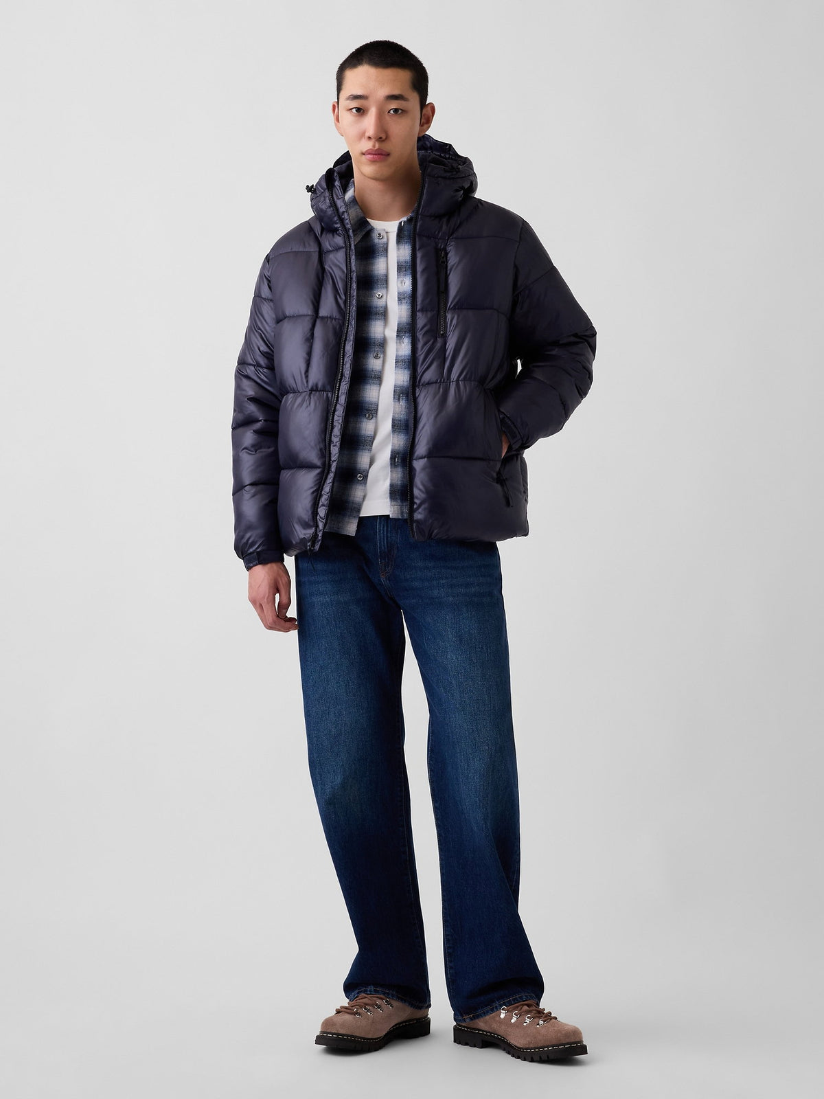 Lacivert Recycled Heavyweight Puffer Şişme Mont