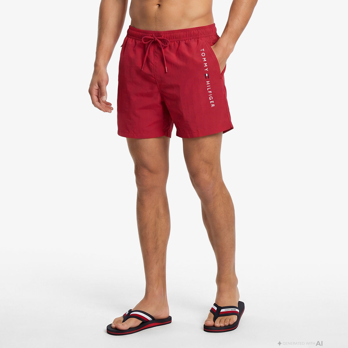 Tommy Hilfiger Original Erkek Kırmızı Deniz Şortu