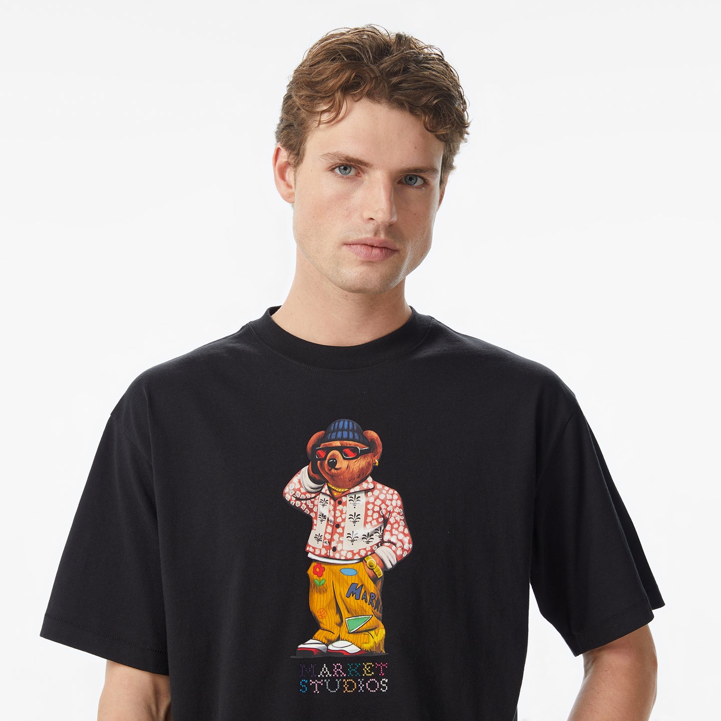 Market Folk Fitted Bear Erkek Gri T-shirt