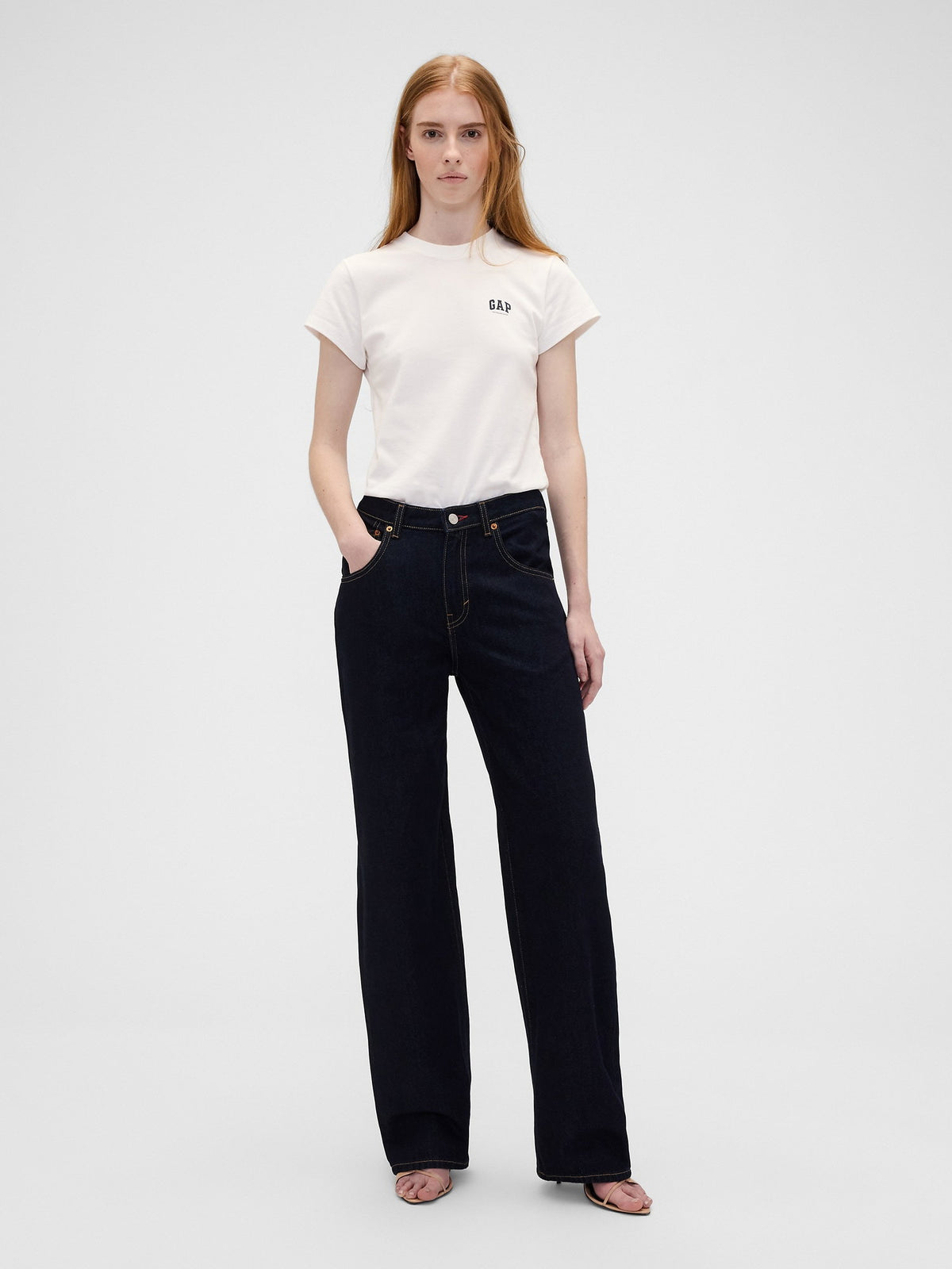 Beyaz Gap × Victoria Beckham Organik Pamuk Logo T-shirt