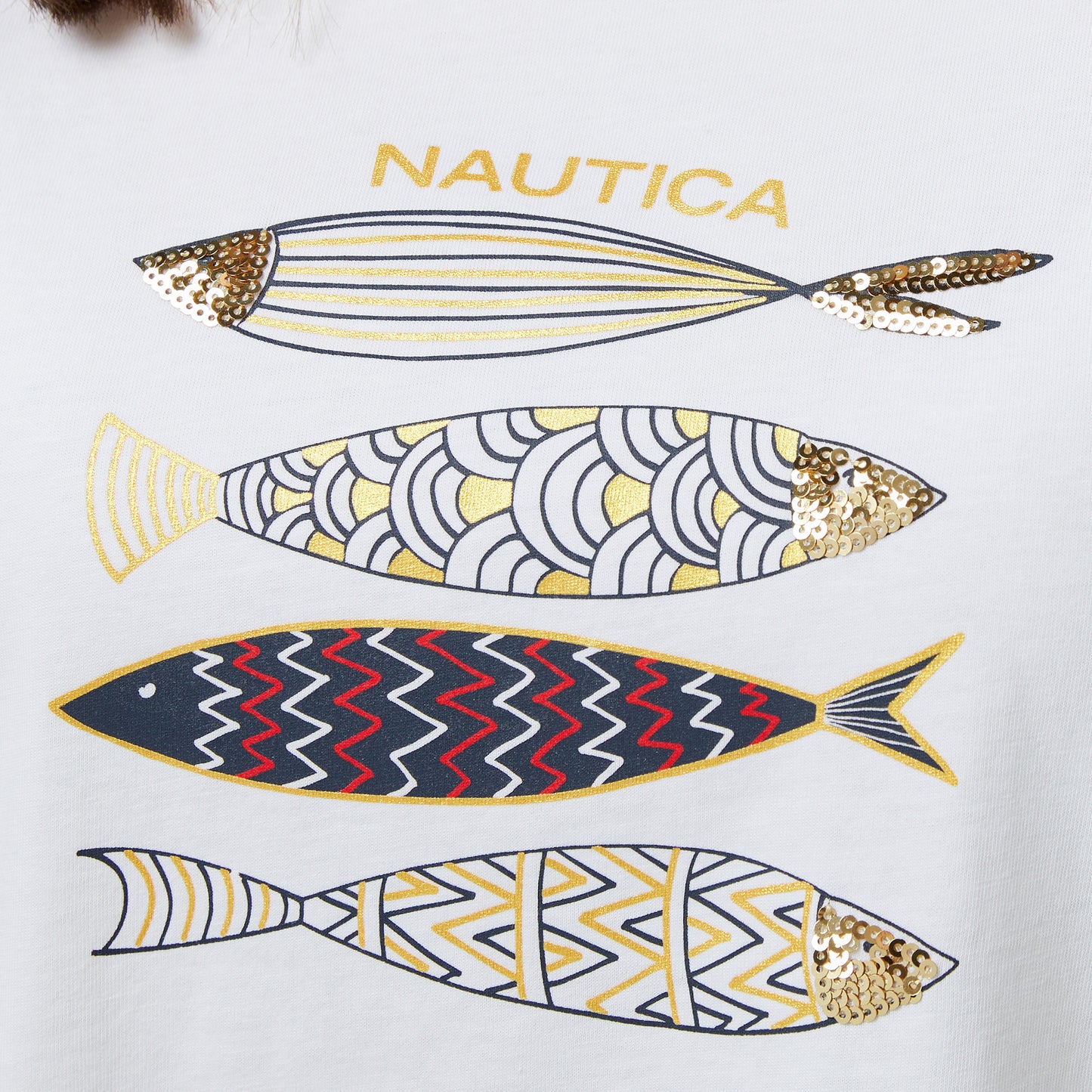 Nautica Kadın Beyaz Regular Fit Nakışlı T-shirt