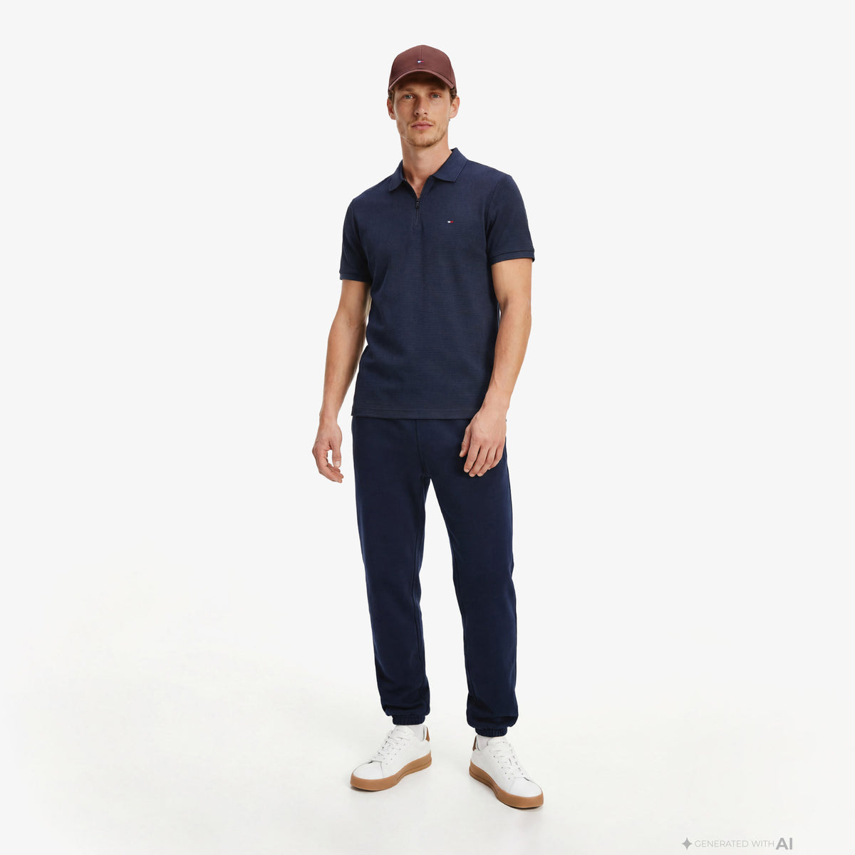 Tommy Hilfiger Performance Erkek Lacivert Polo Yaka T-shirt