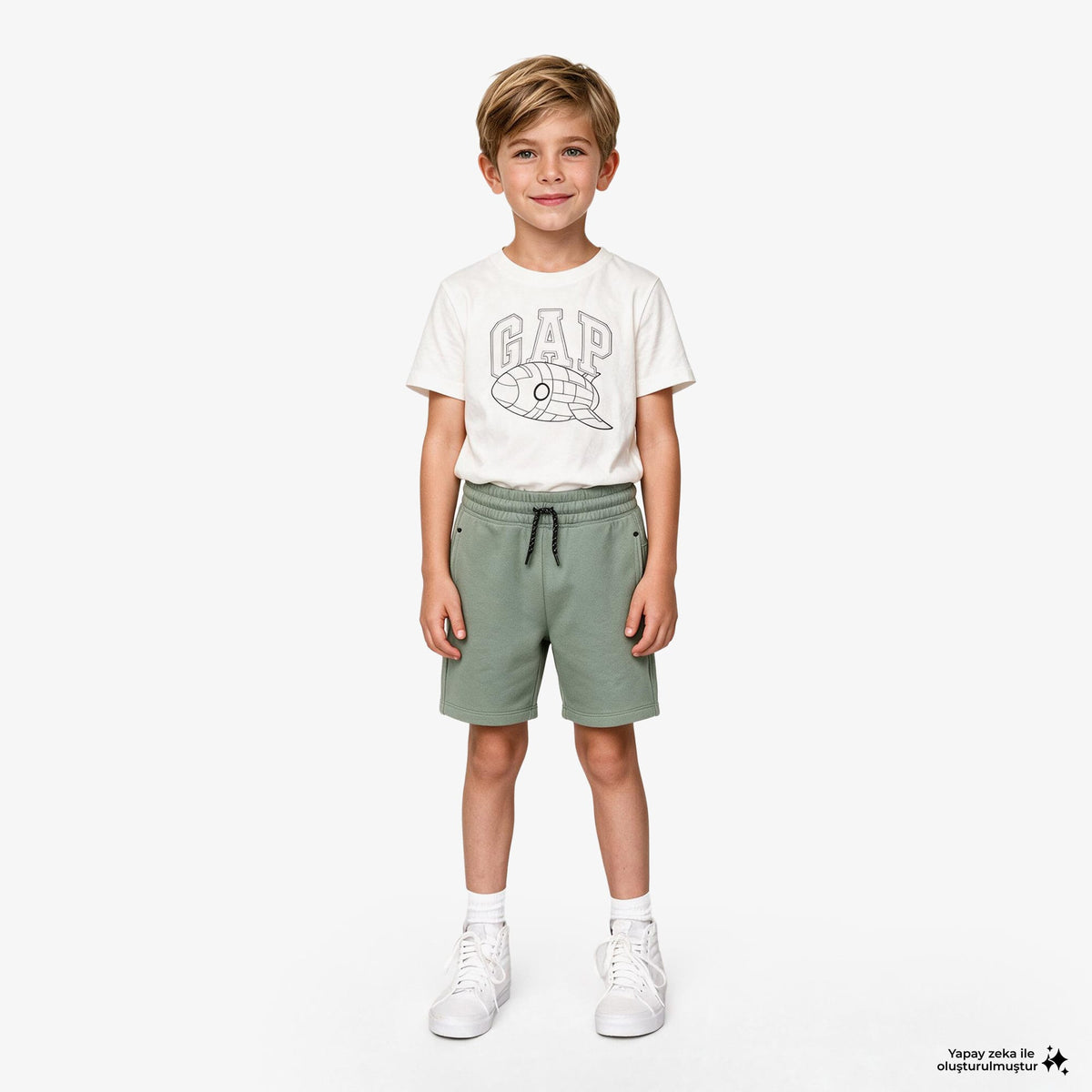 Gap Roket Grafik Baskılı Çocuk Beyaz T-shirt