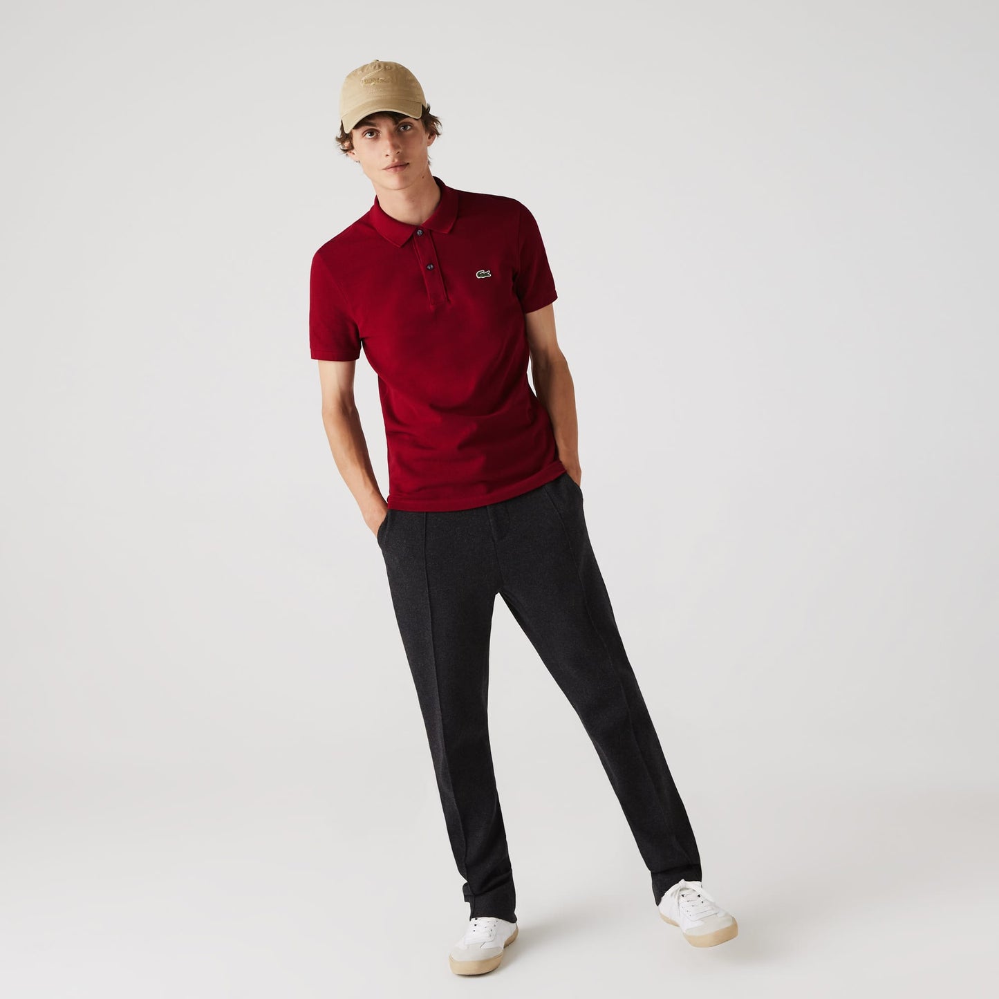 Lacoste L.12.12 Erkek Slim Fit Bordo Polo
