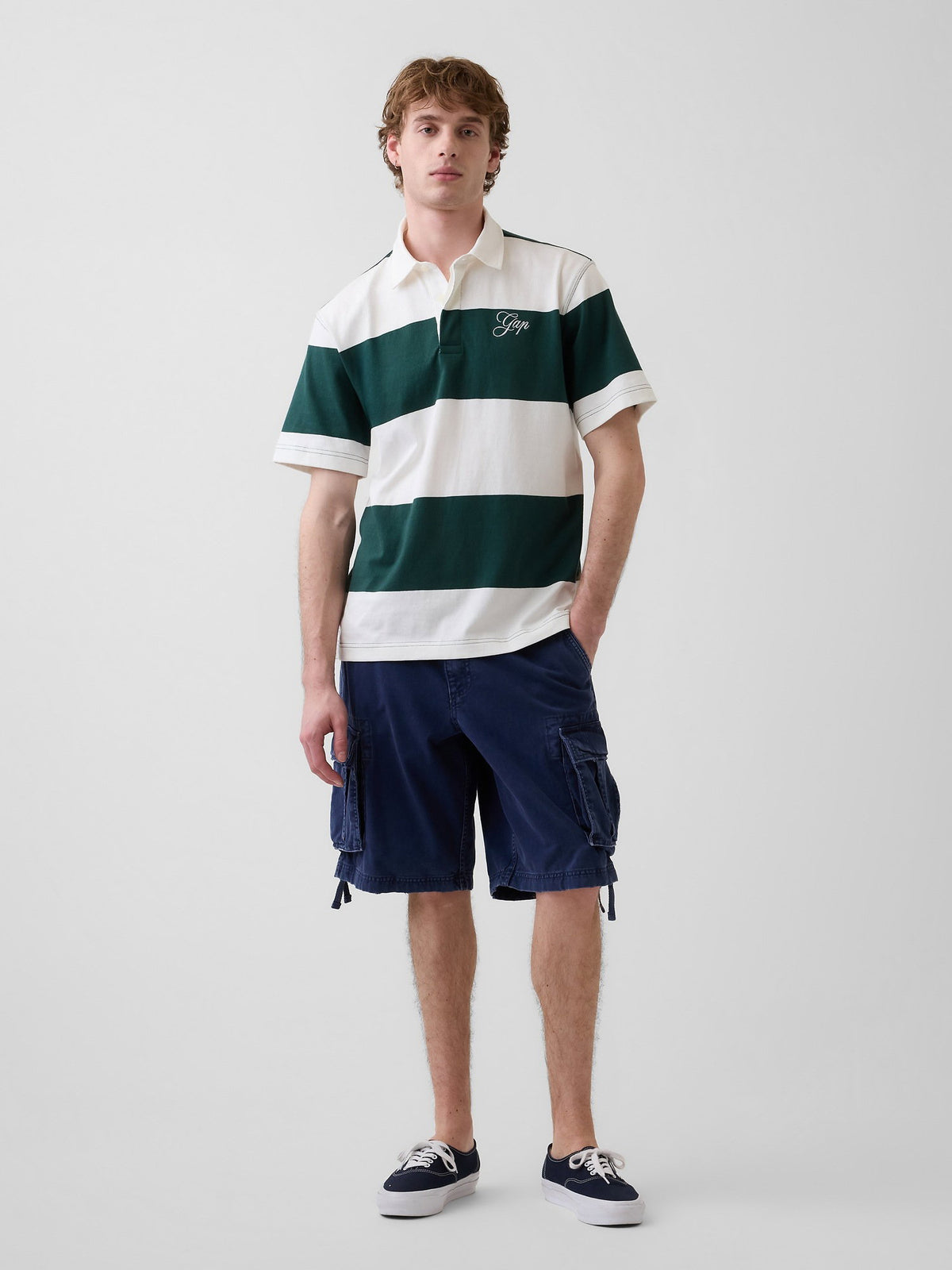 Koyu Yeşil Relaxed Gap Logo Rugby Polo T-shirt