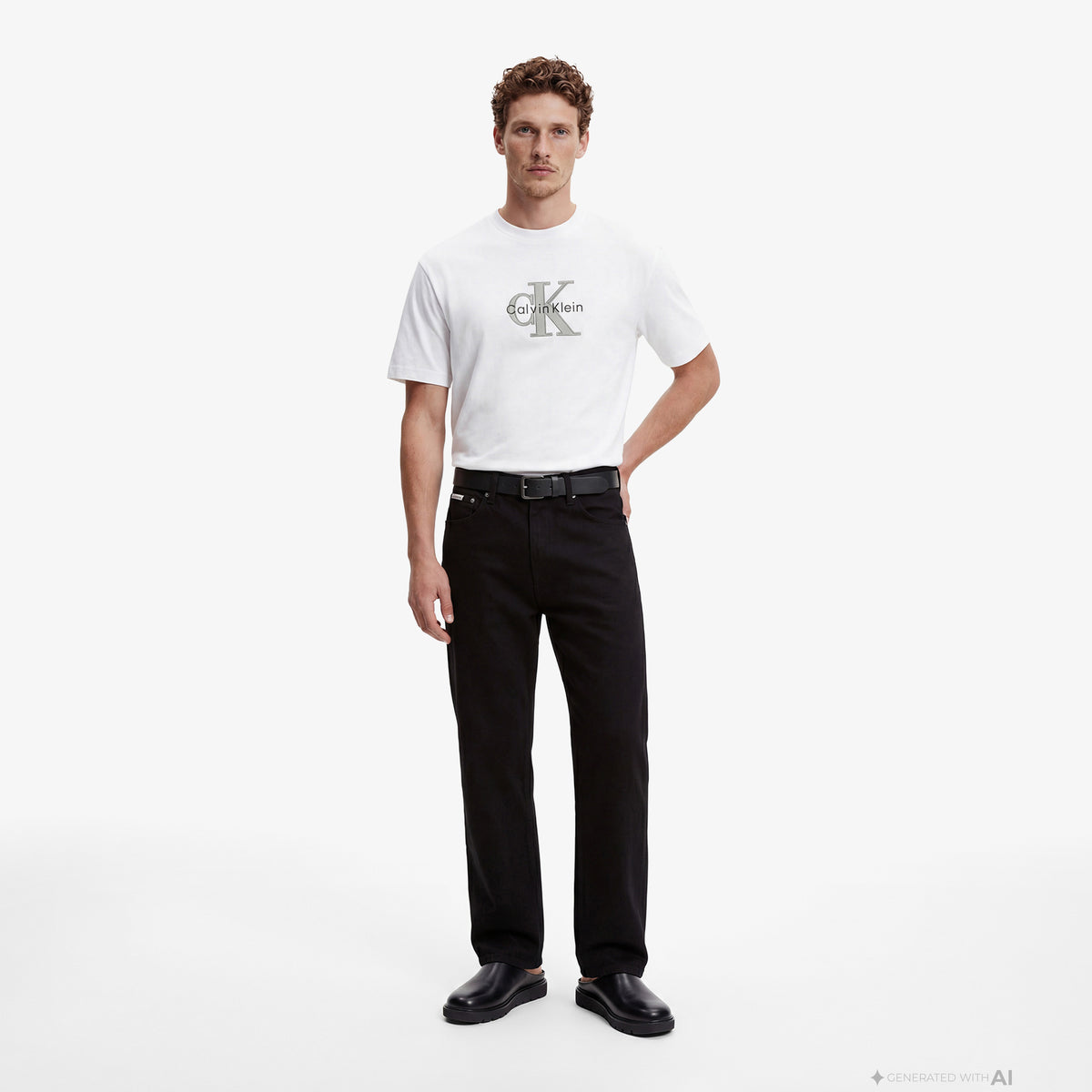 Calvin Klein Tricolor Monologo Graphic Erkek Beyaz T-shirt