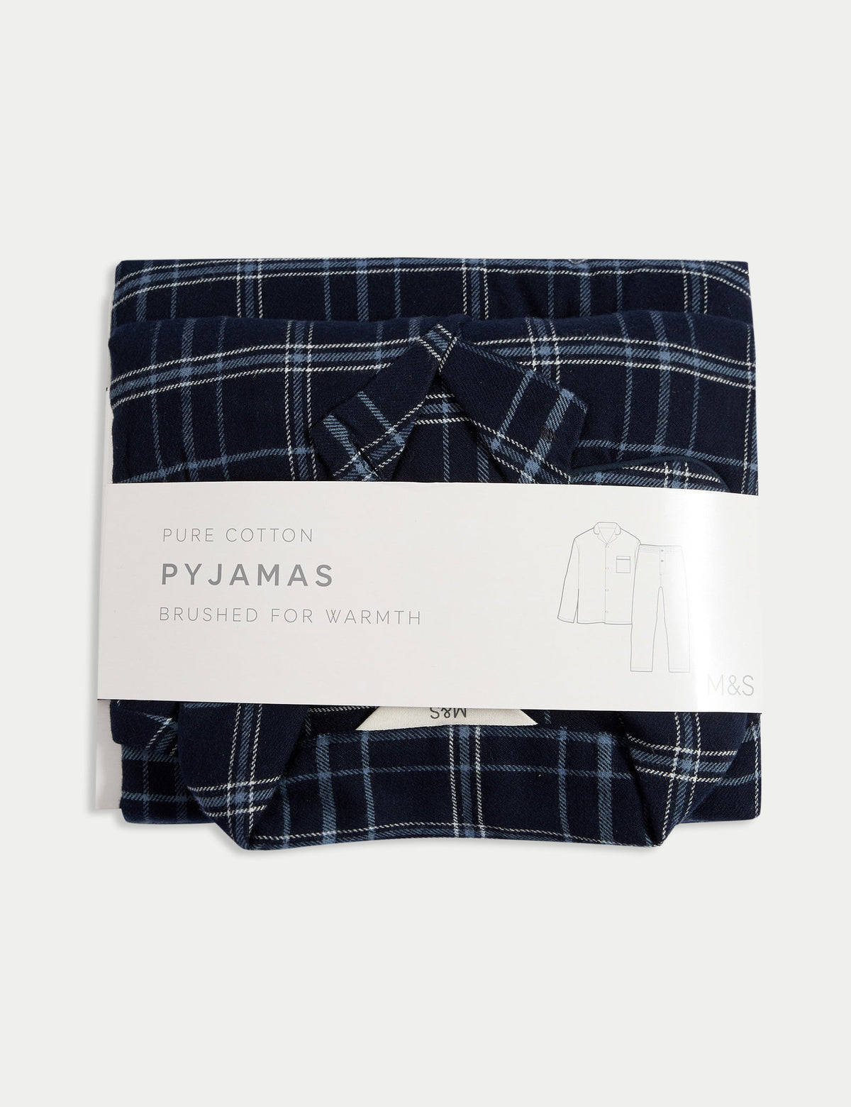 Saf Pamuklu Kareli Pijama Takımı