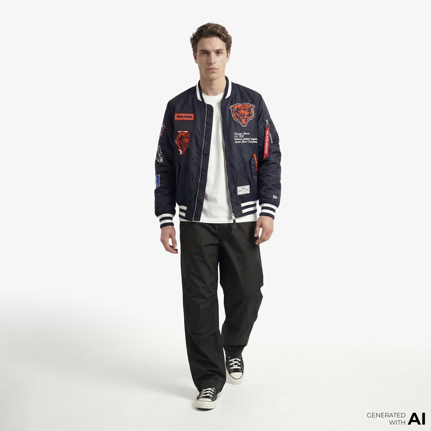 Alpha Industries X New Era Chicago Bears Ma-1 Bomber Erkek Lacivert Mont