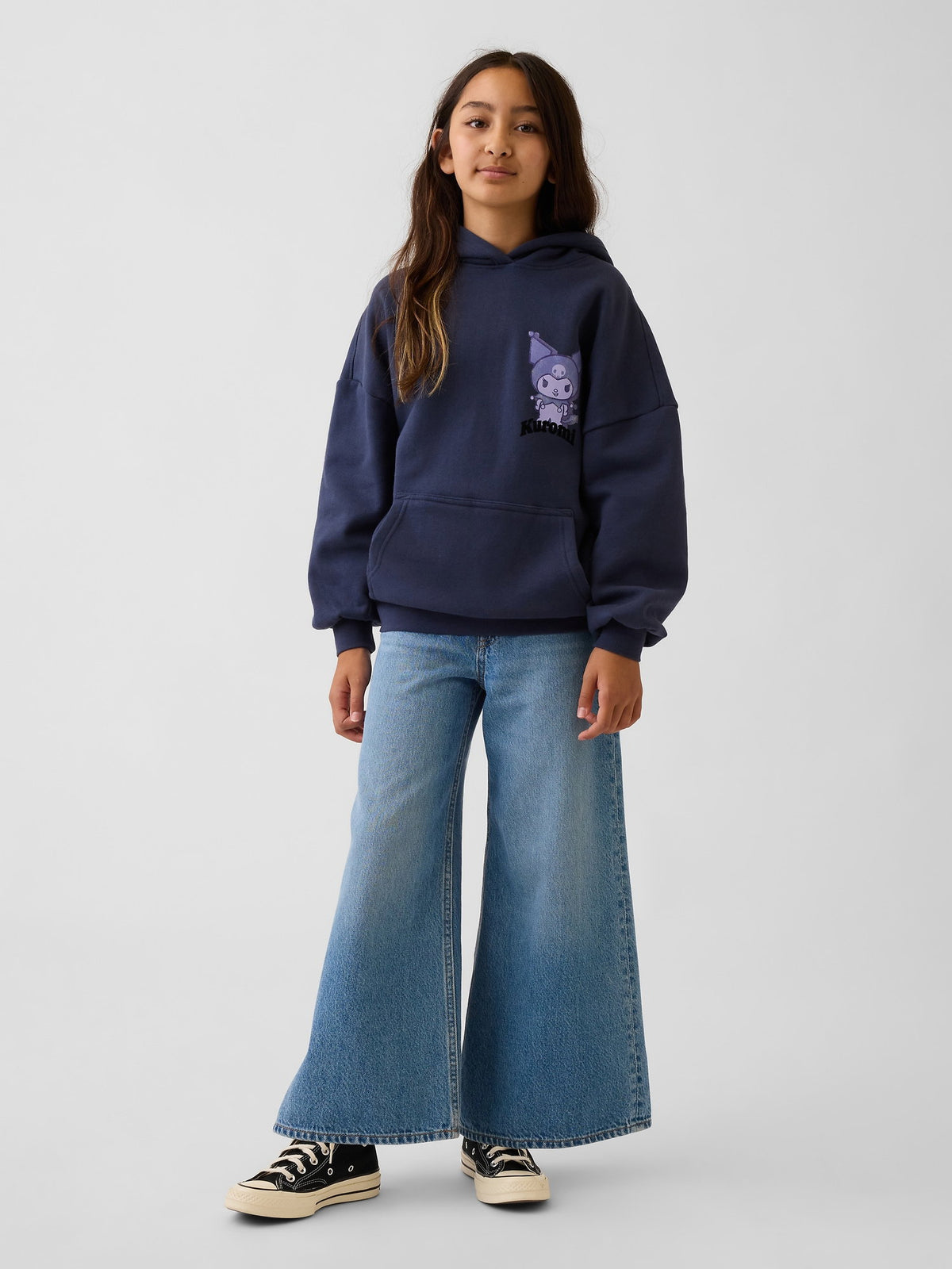 Lacivert Vintagesoft Oversized Kuromi Baskılı Sweatshirt