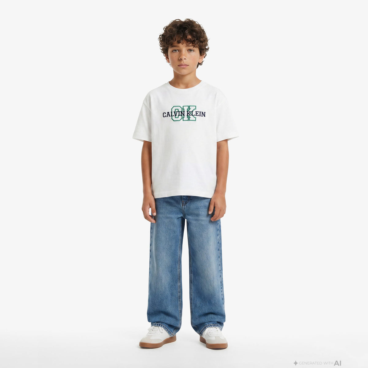 Calvin Klein Varsity Logo Çocuk Beyaz T-shirt