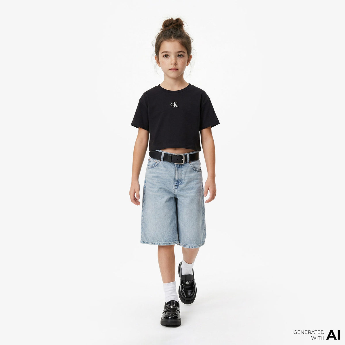 Calvin Klein Logo Boxy Çocuk Siyah T-shirt