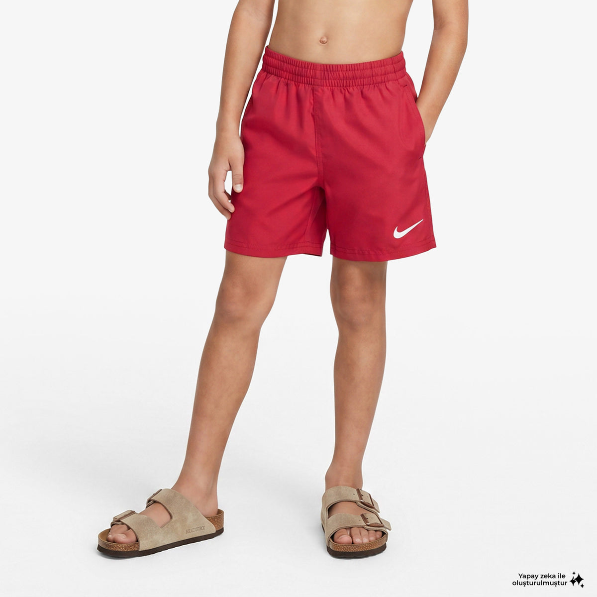 Nike Swim Breaker Solid Essential Çocuk Kırmızı Deniz Şortu