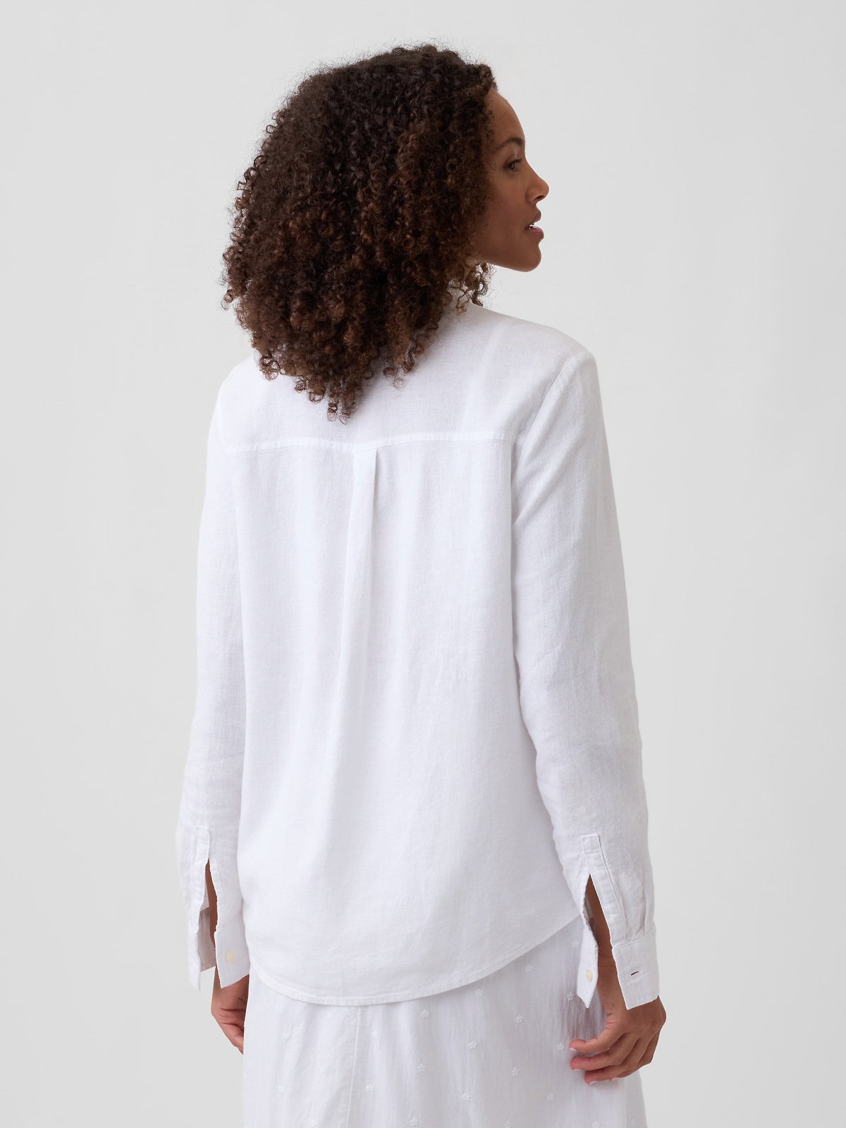 Beyaz Oversized Keten Karışımlı Easy Gömlek
