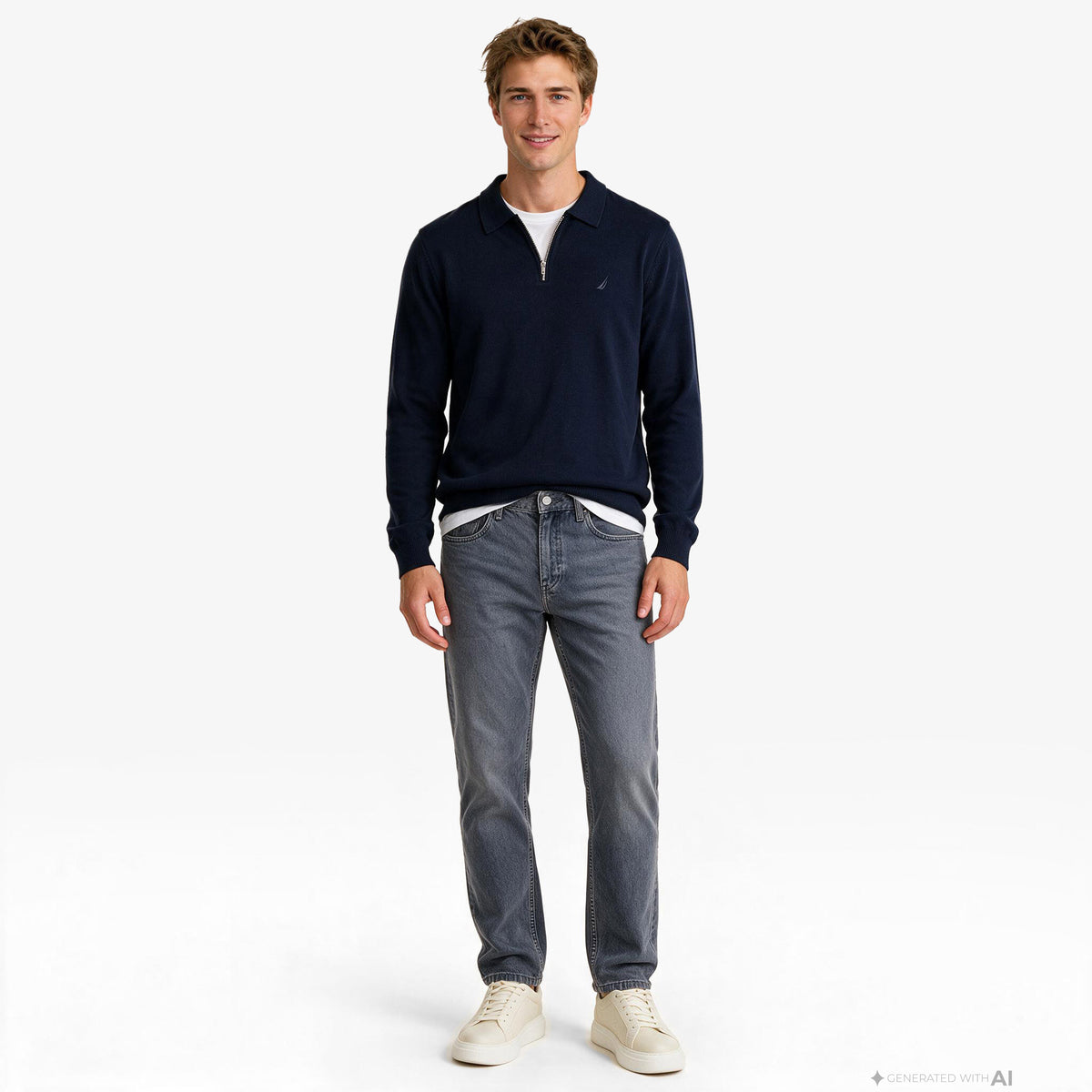 Nautica Erkek Lacivert Regular Fit Triko