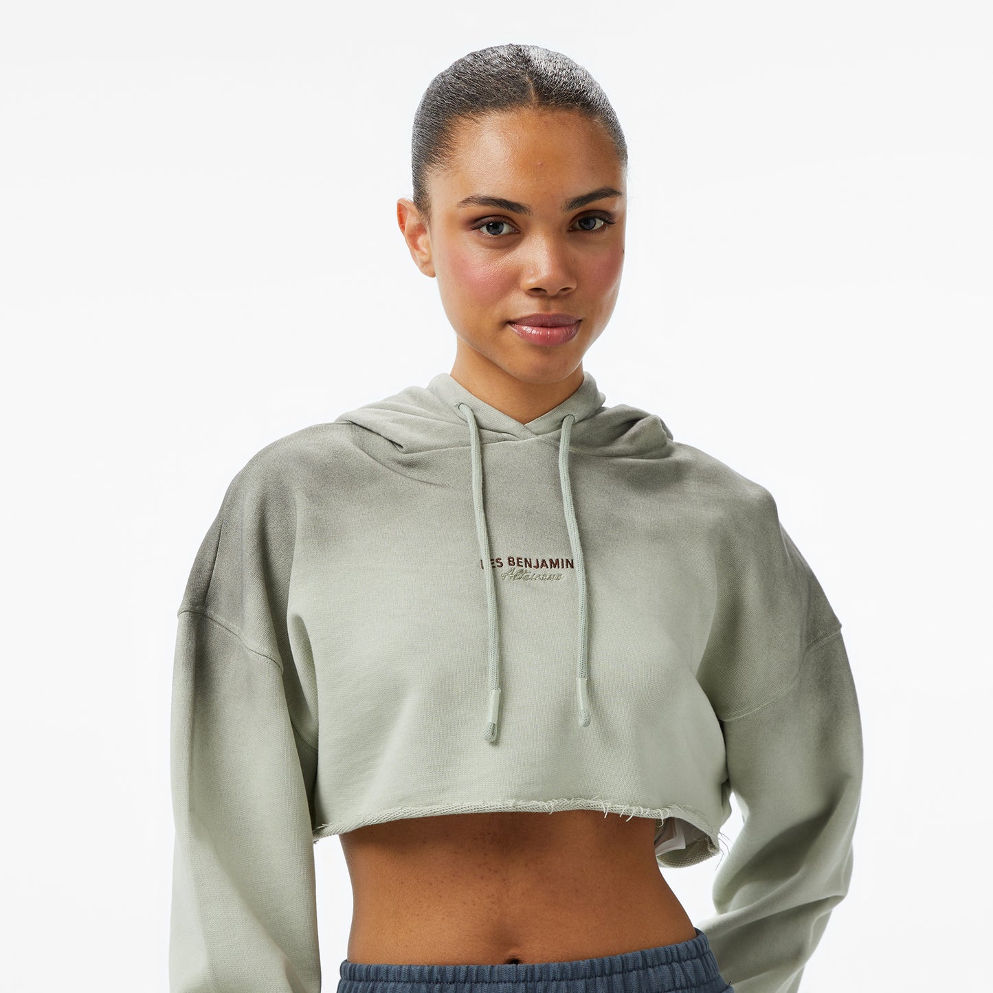 Les Benjamins Kadın Yeşil Crop Hoodie
