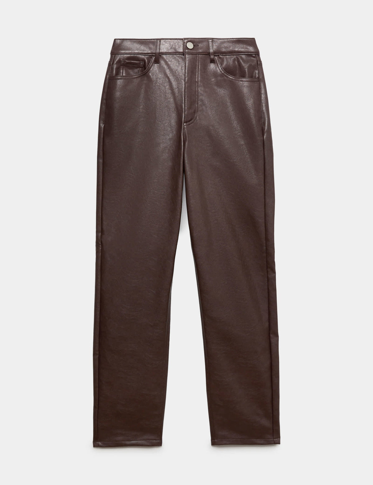 Suni Deri Straight Leg Pantolon