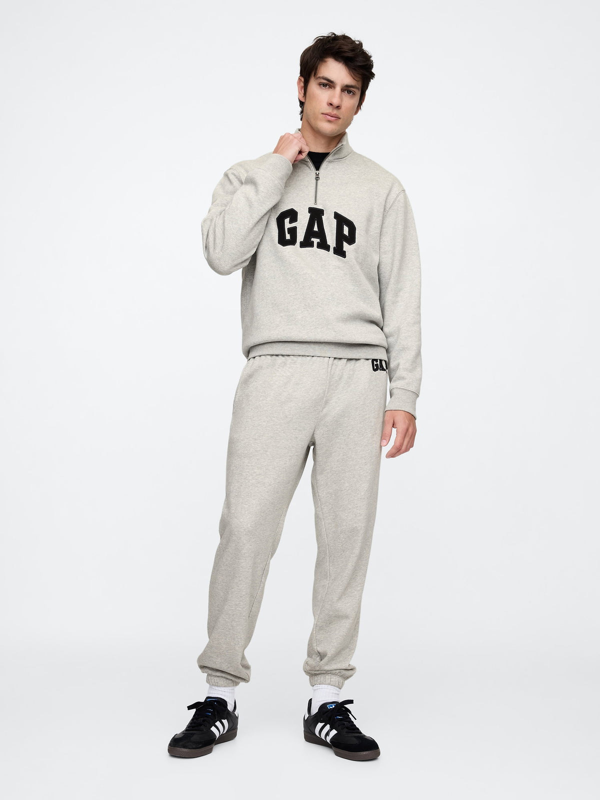 Gri Gap Logo Fransız Havlu Kumaş Jogger Eşofman Altı