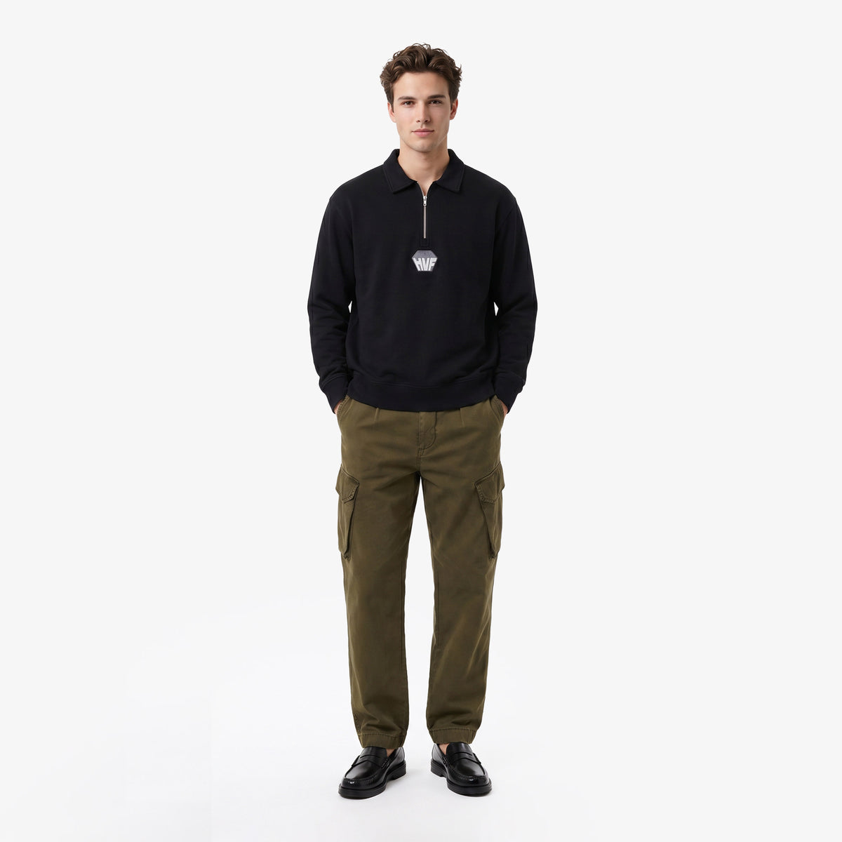 Huf Big Block 1/4 French Terry Zip Erkek Siyah Ceket