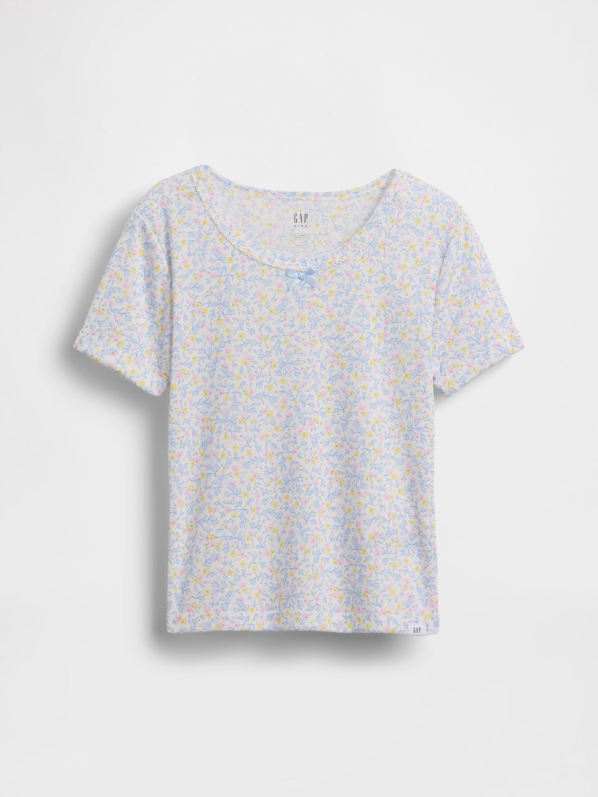 Beyaz Recycled Pointelle Pijama T-shirt Üst