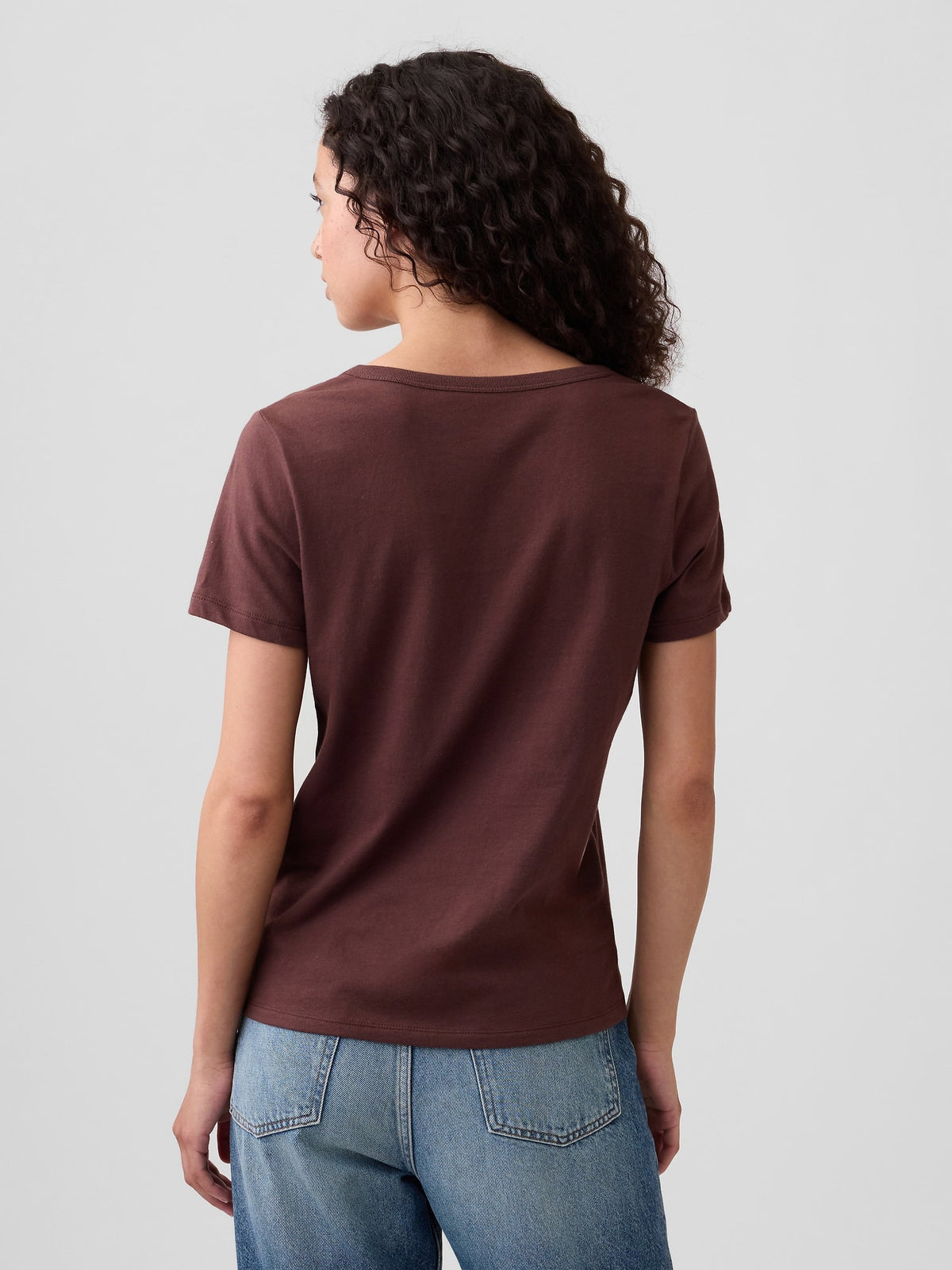 Kahverengi V Yaka T-shirt