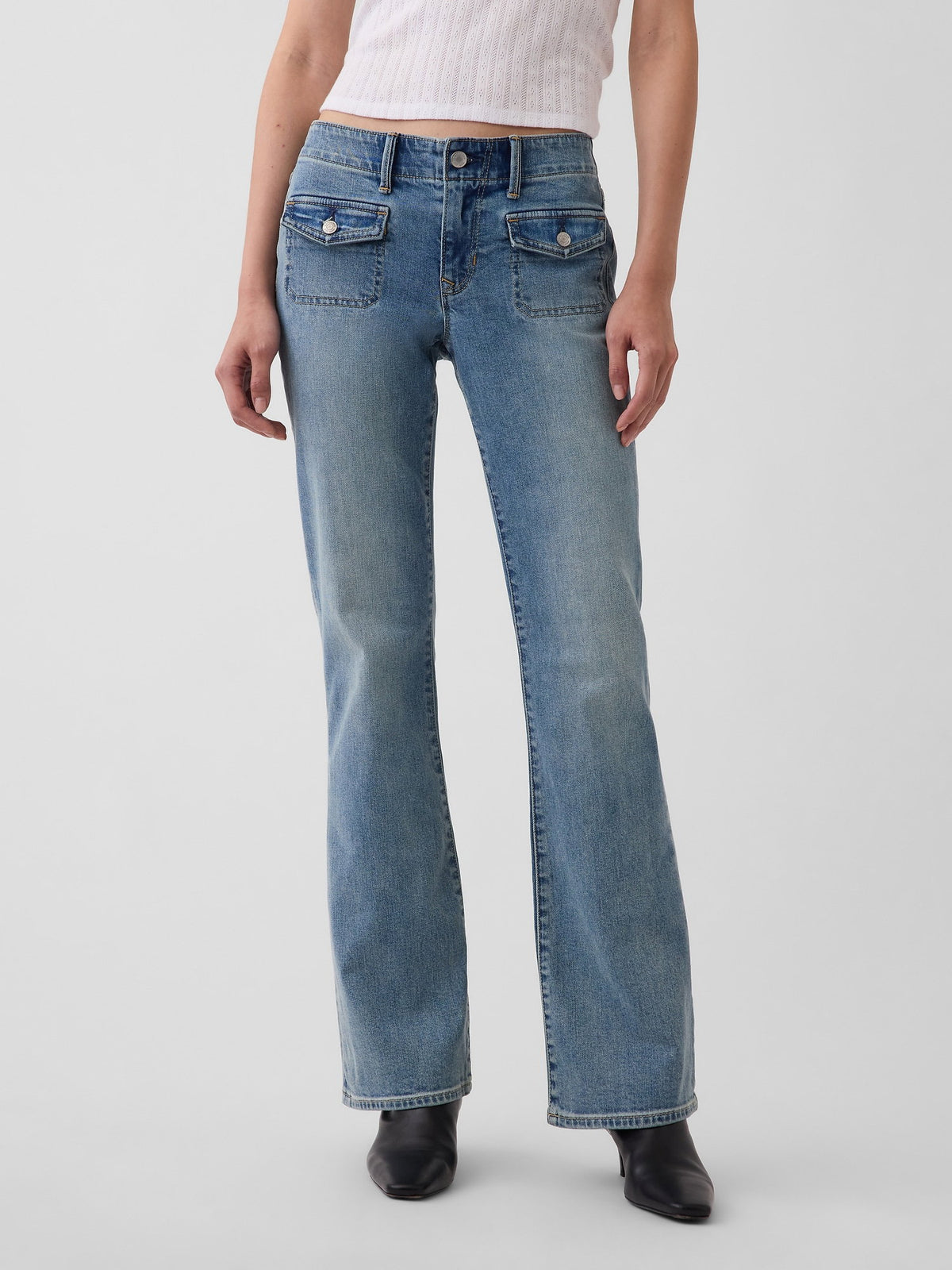 Açık Mavi Low Rise Long & Lean Patch Pocket Jean Pantolon
