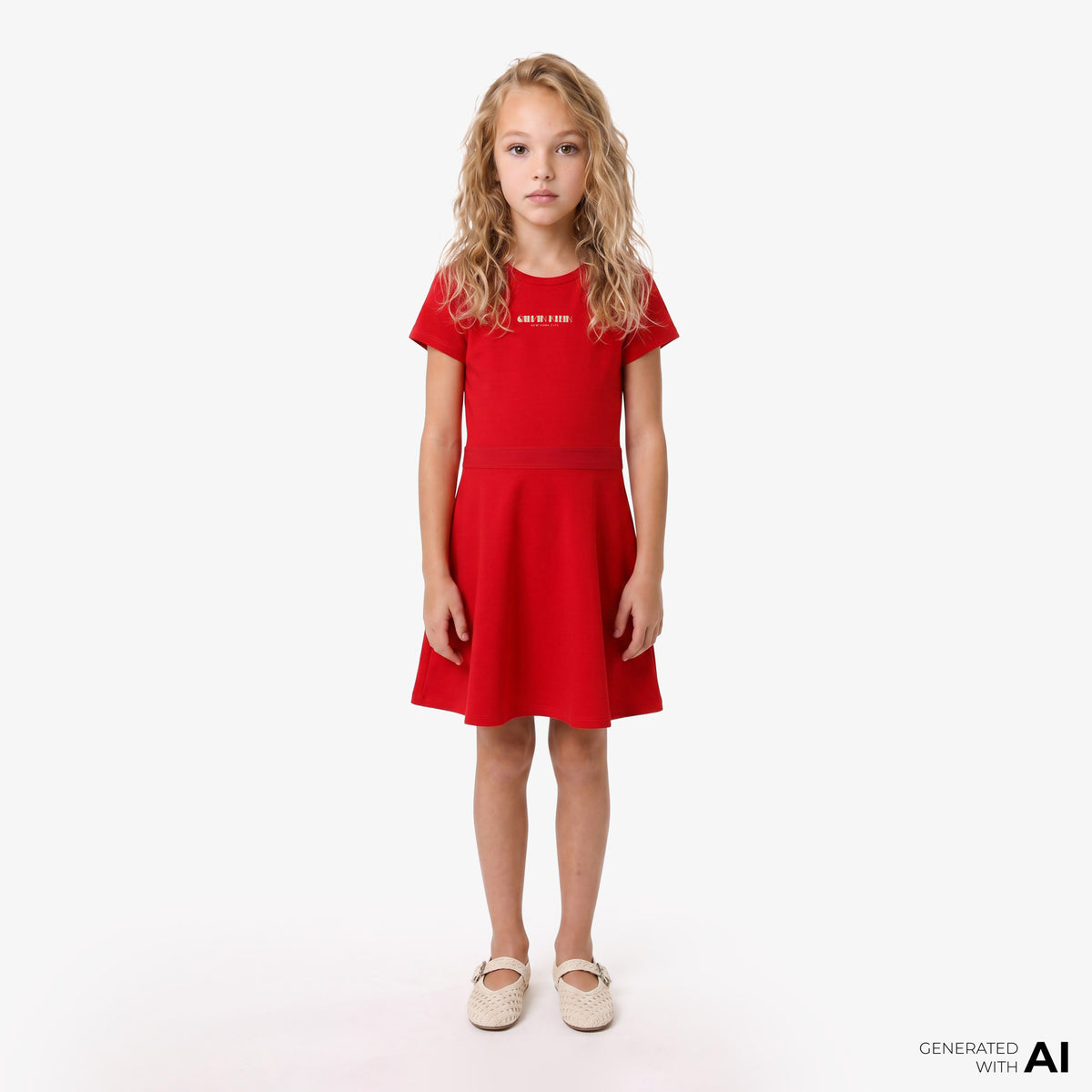 Calvin Klein Fit And Flare Punto Çocuk Kırmızı Elbise