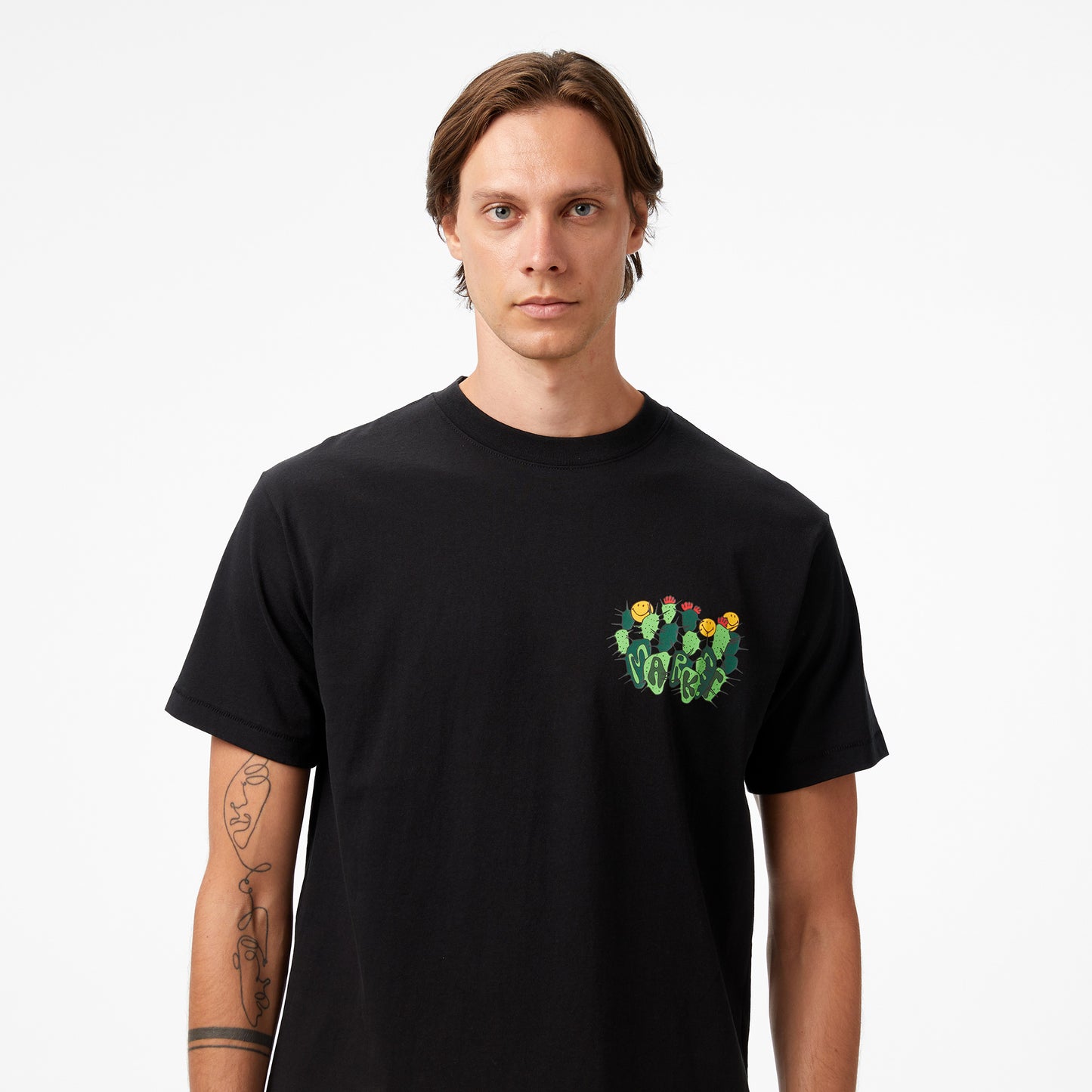 The Market 'smiley Cactus Cropped' Erkek Siyah T-shirt