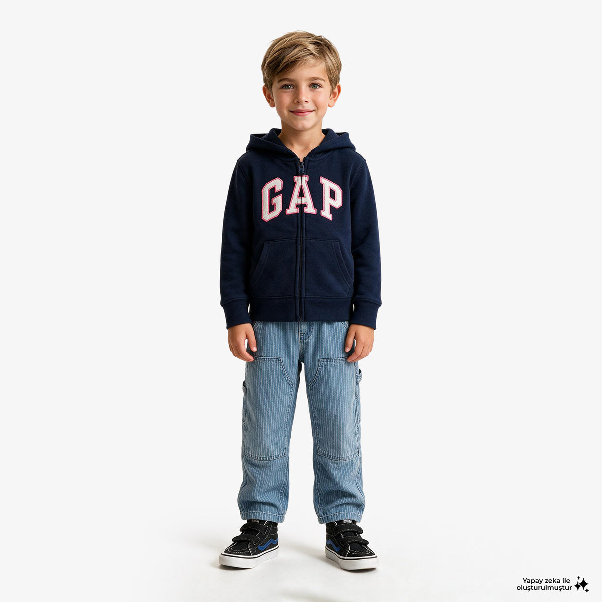 Gap V-frch Logo Çocuk Lacivert Sweatshirt