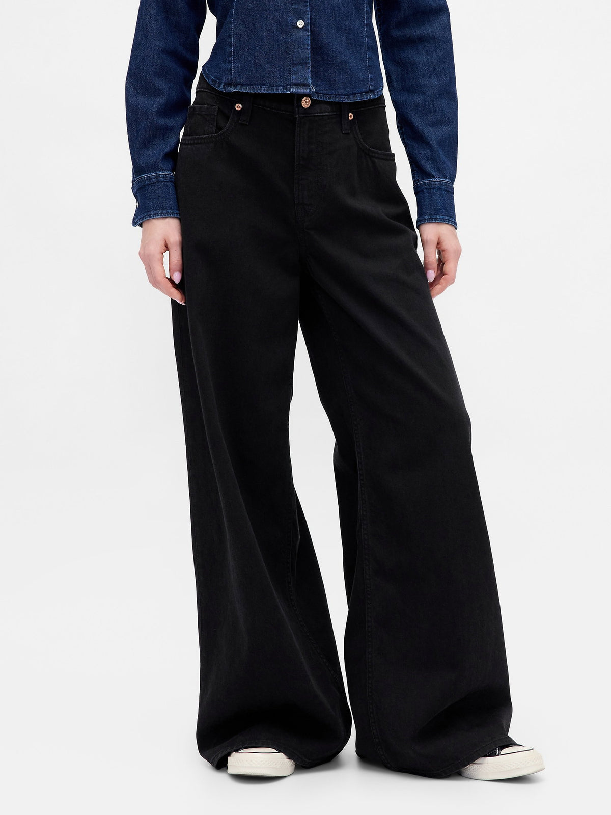 Siyah Low Rise Ultrasoft Extra Baggy Jean Pantolon