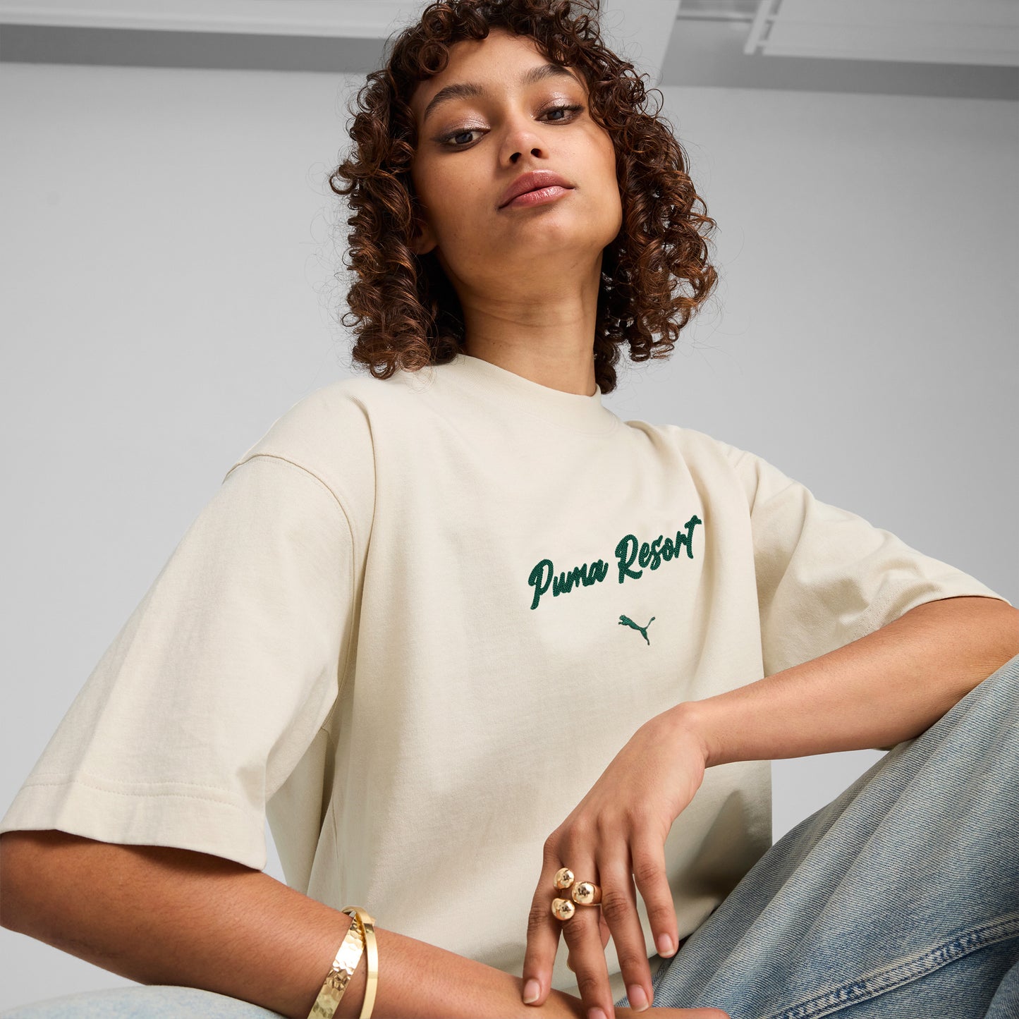 Puma Premium Ess Graphic Erkek Krem T-shirt