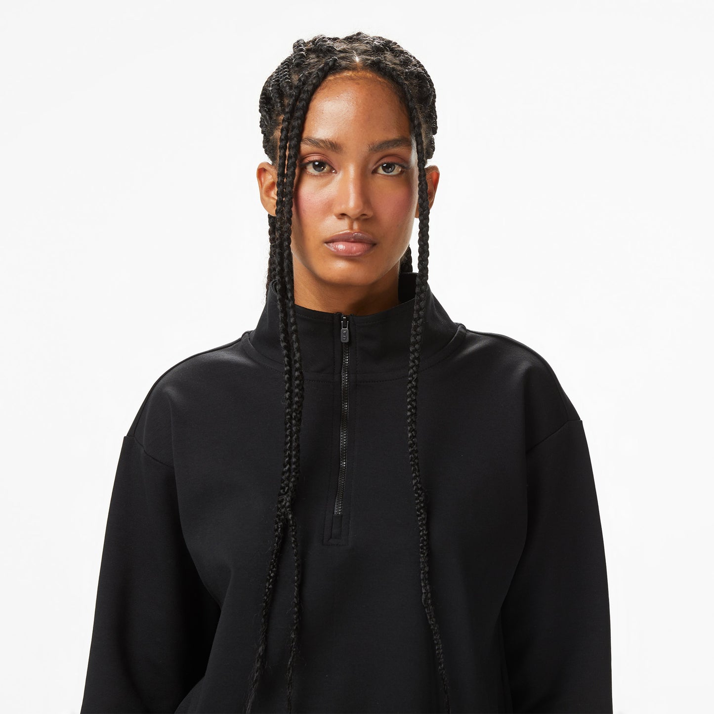 United4 Kadın Siyah Half Zip Sweatshirt