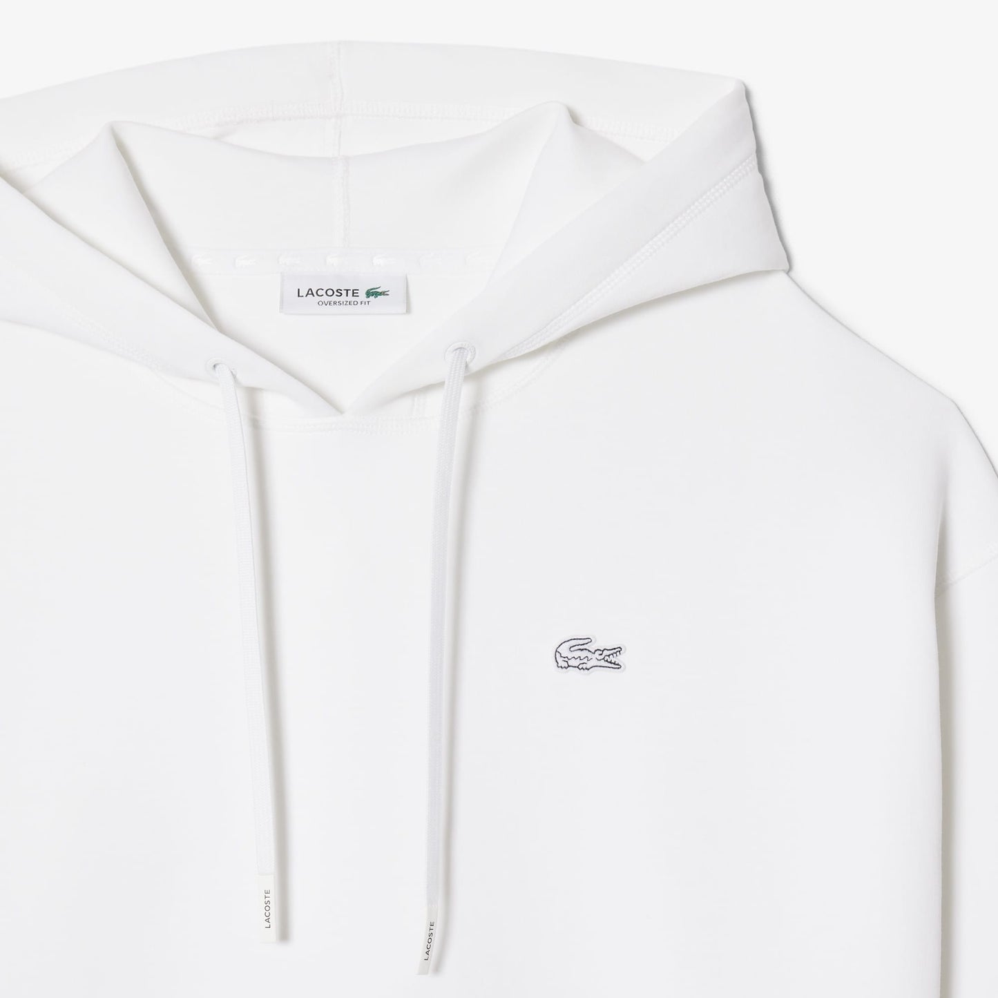 Lacoste Kadın Oversize Fit Kapüşonlu Beyaz Sweatshirt
