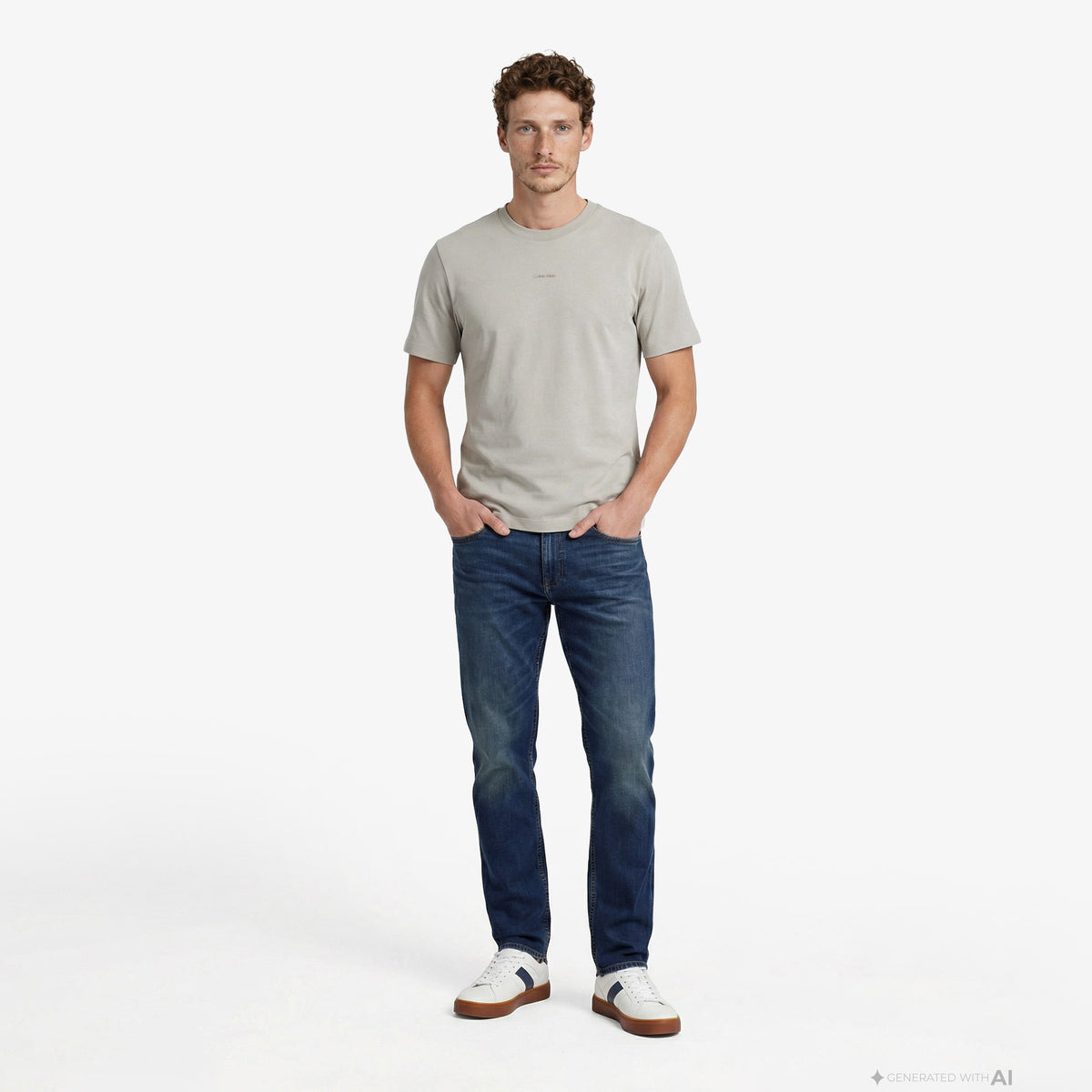 Calvin Klein Stretch Cotton Pique Nano Erkek Kahverengi T-shirt
