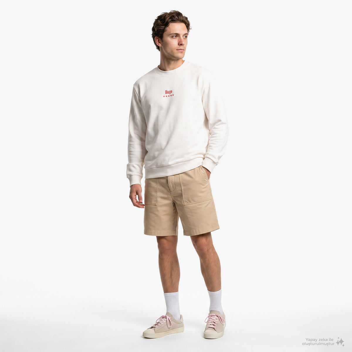 Hugo Nucavex Erkek Beyaz Sweatshirt