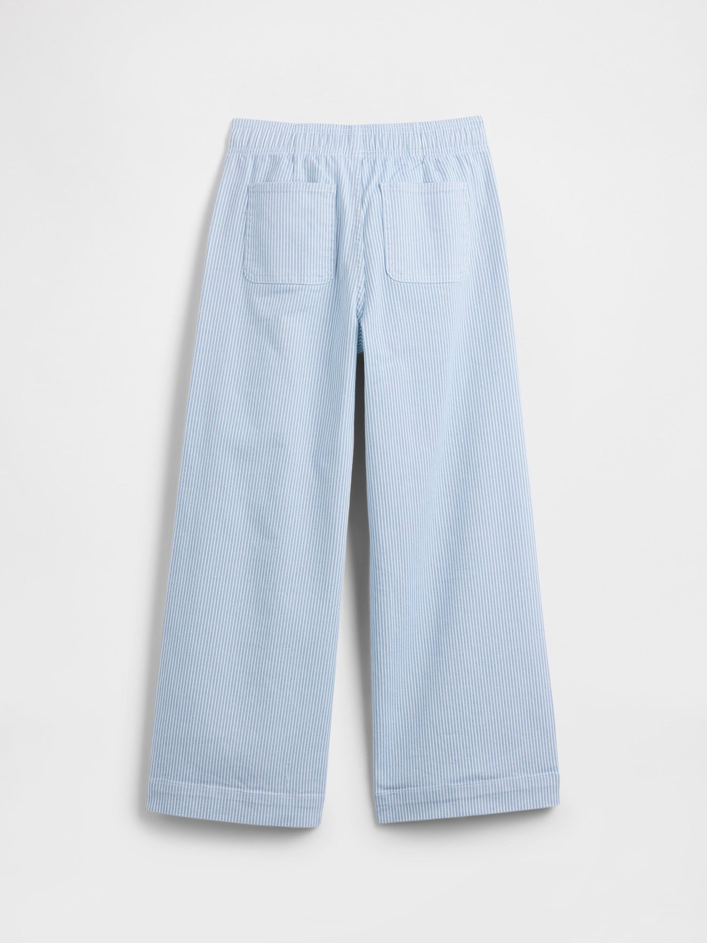 Açık Mavi Çizgili Pull-on Wide-leg Pantolon