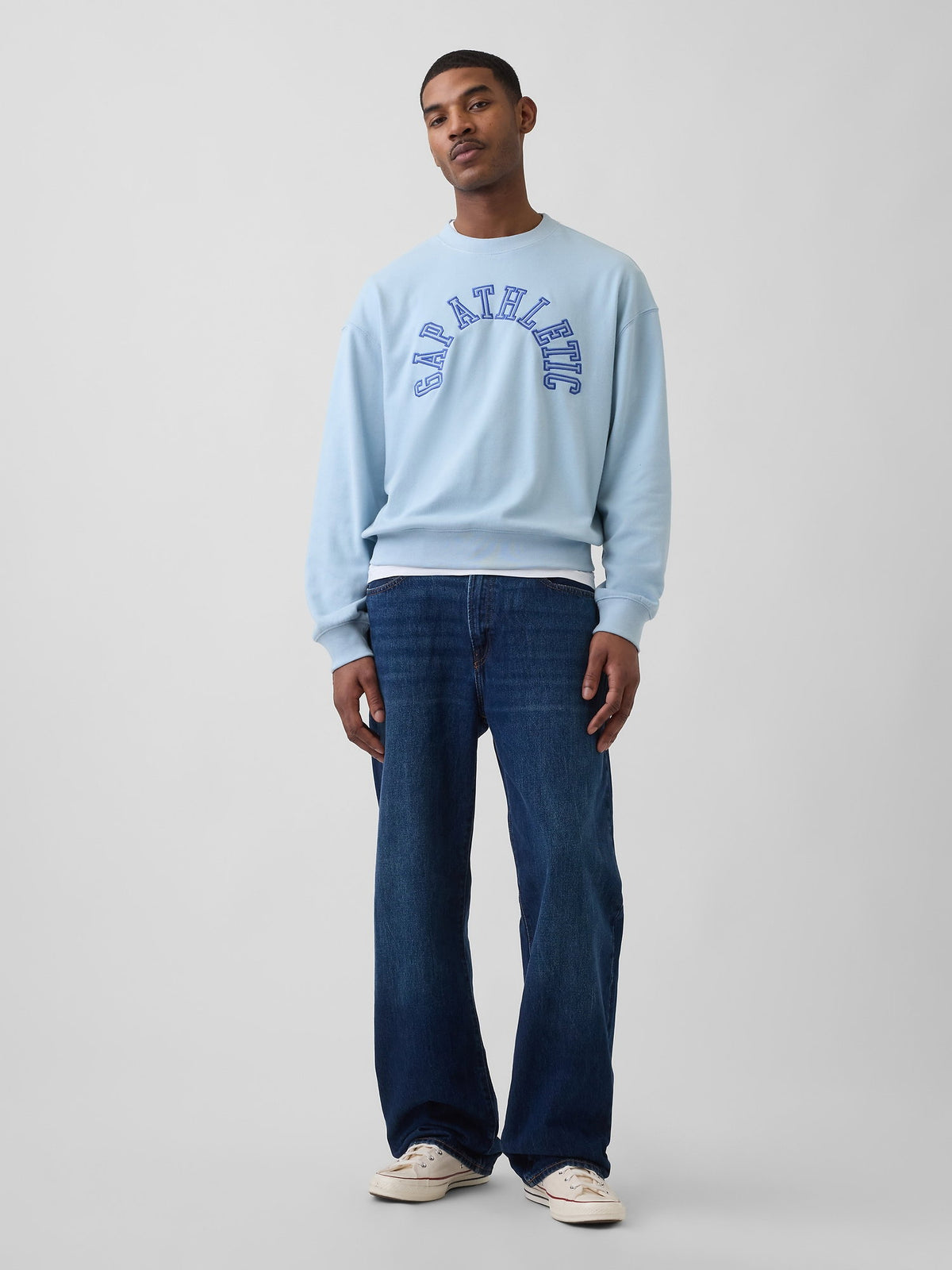 Açık Mavi Vintagesoft Terry Oversized Gap Athletic Sweatshirt