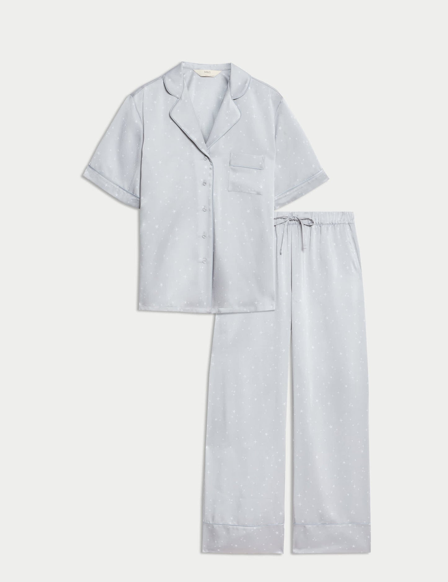 Saten Yıldız Desenli Pijama Takımı