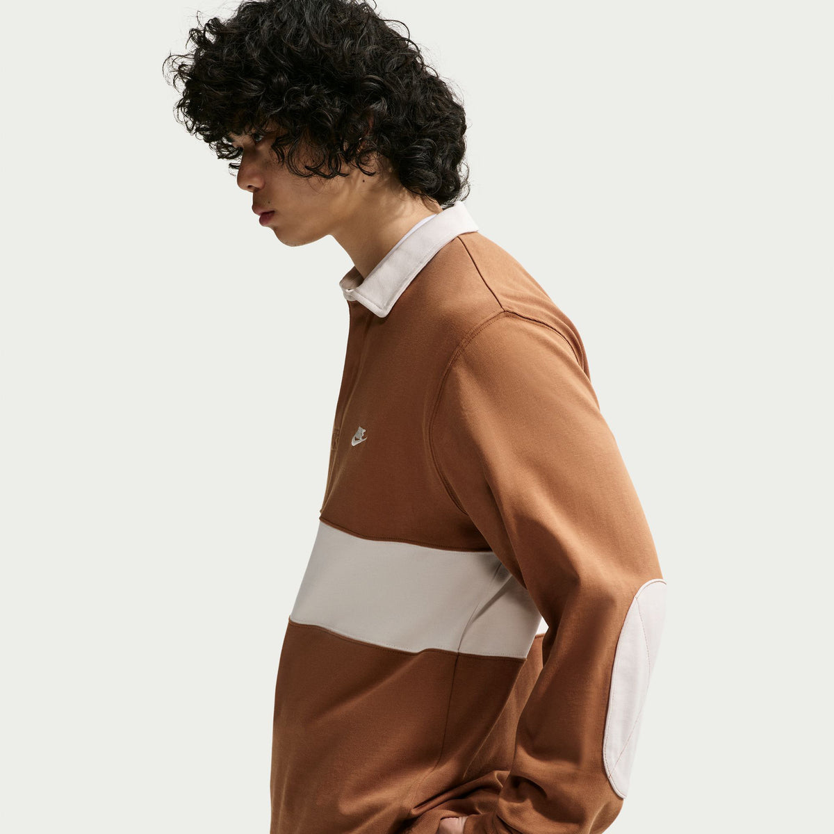 Nike Club Long Sleeve Rugby Erkek Kahverengi T-shirt