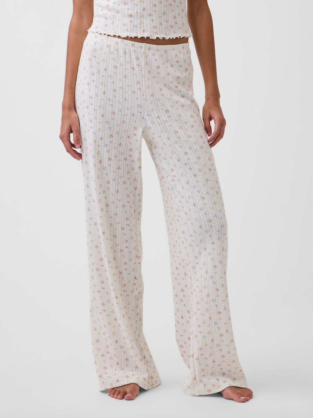 Kırık Beyaz Pointelle Pijama Altı