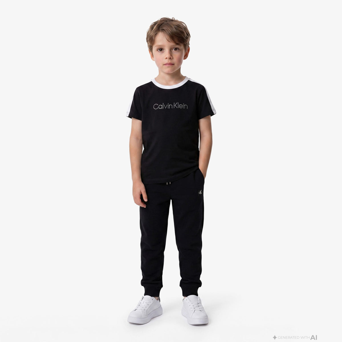 Calvin Klein Taping Çocuk Siyah T-shirt