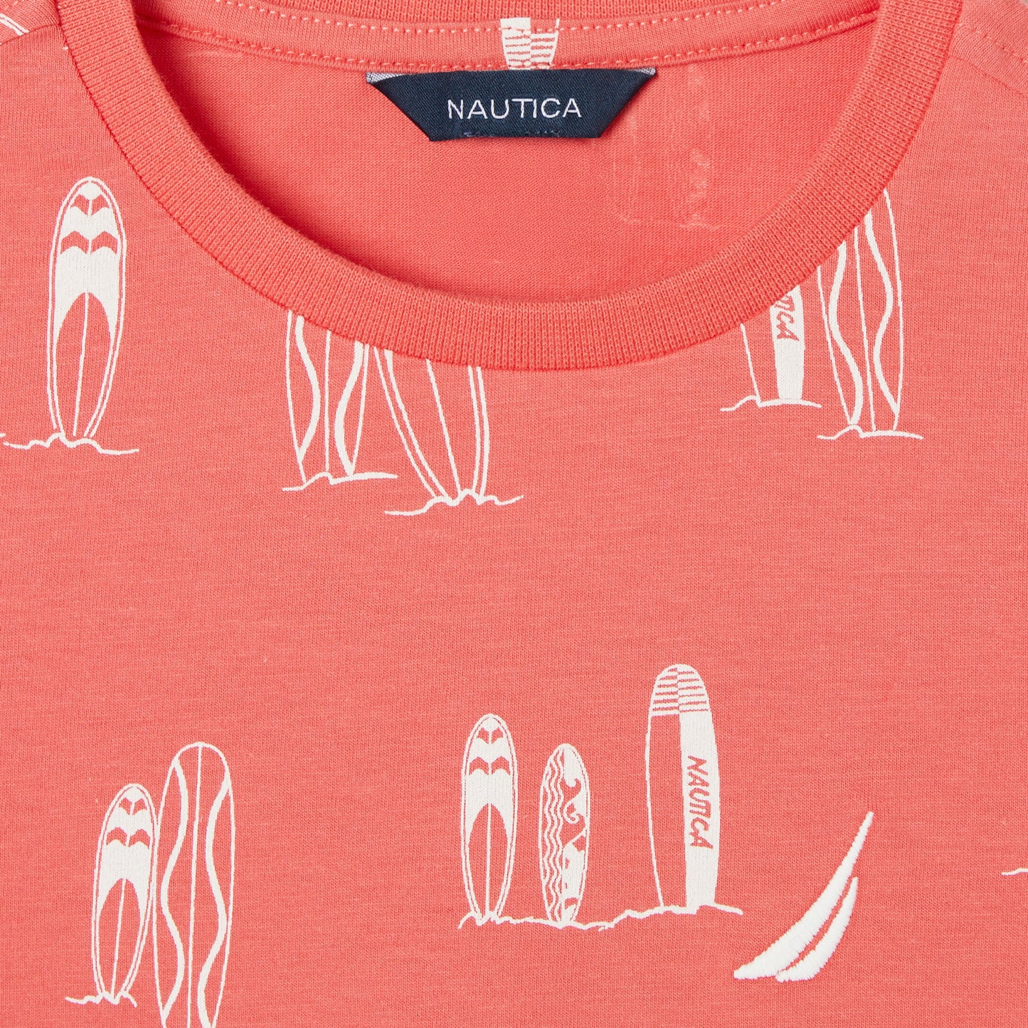 Nautica Erkek Çocuk Kırmızı Regular Fit Baskılı T-shirt