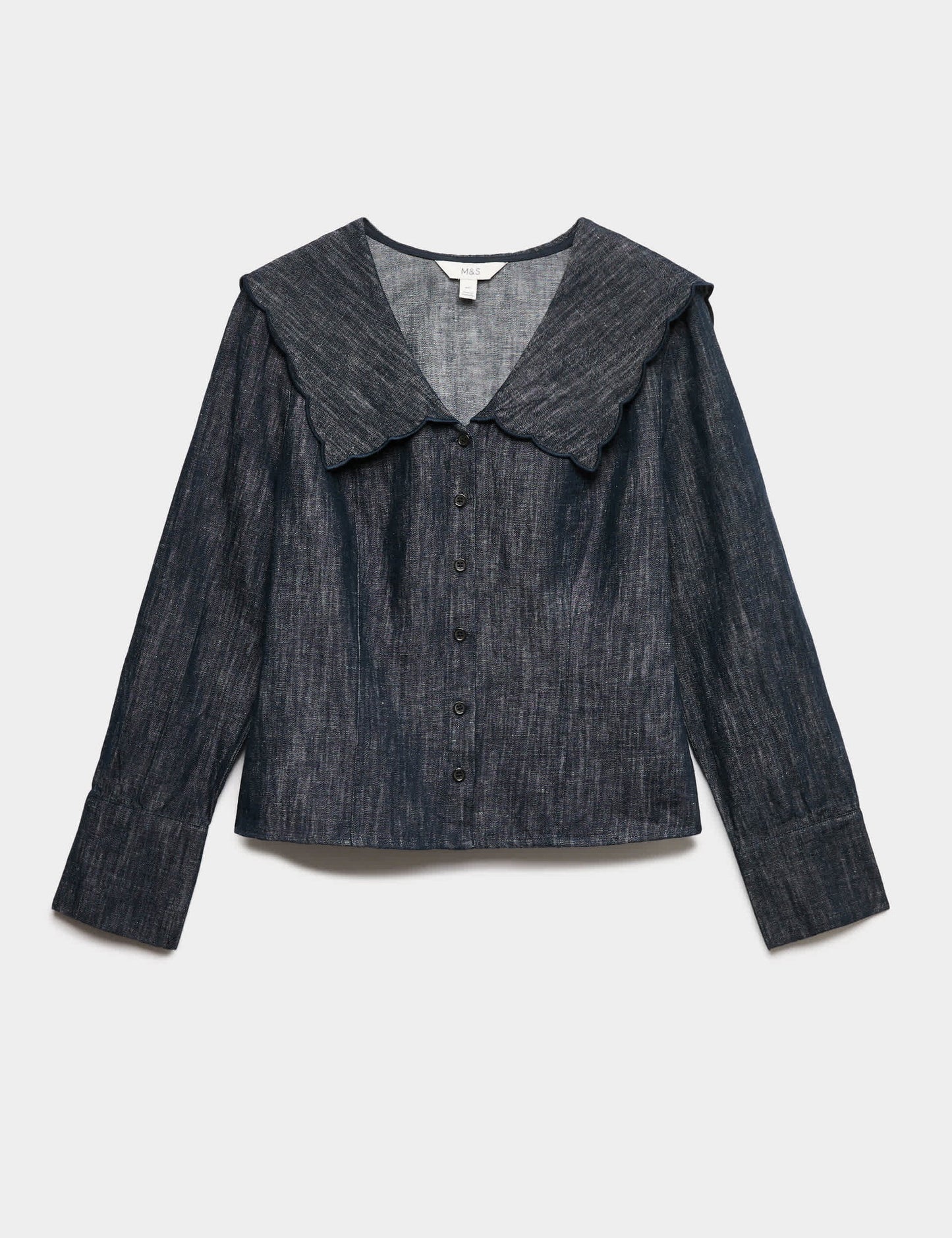 Keten Karışımlı Denim Gömlek
