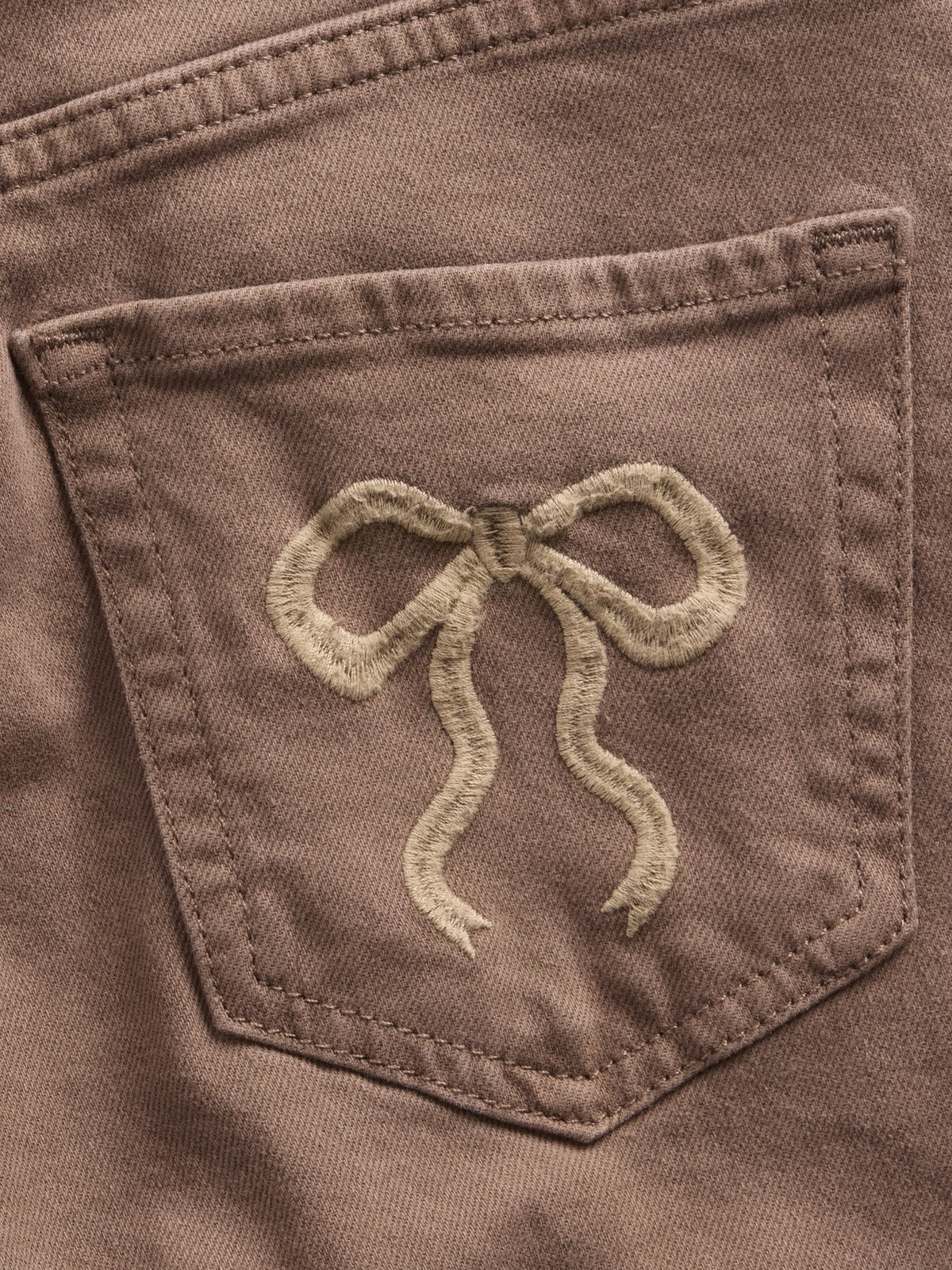 Kahverengi Low Rise Stride Bow Pocket Wide-leg Jean Pantolon