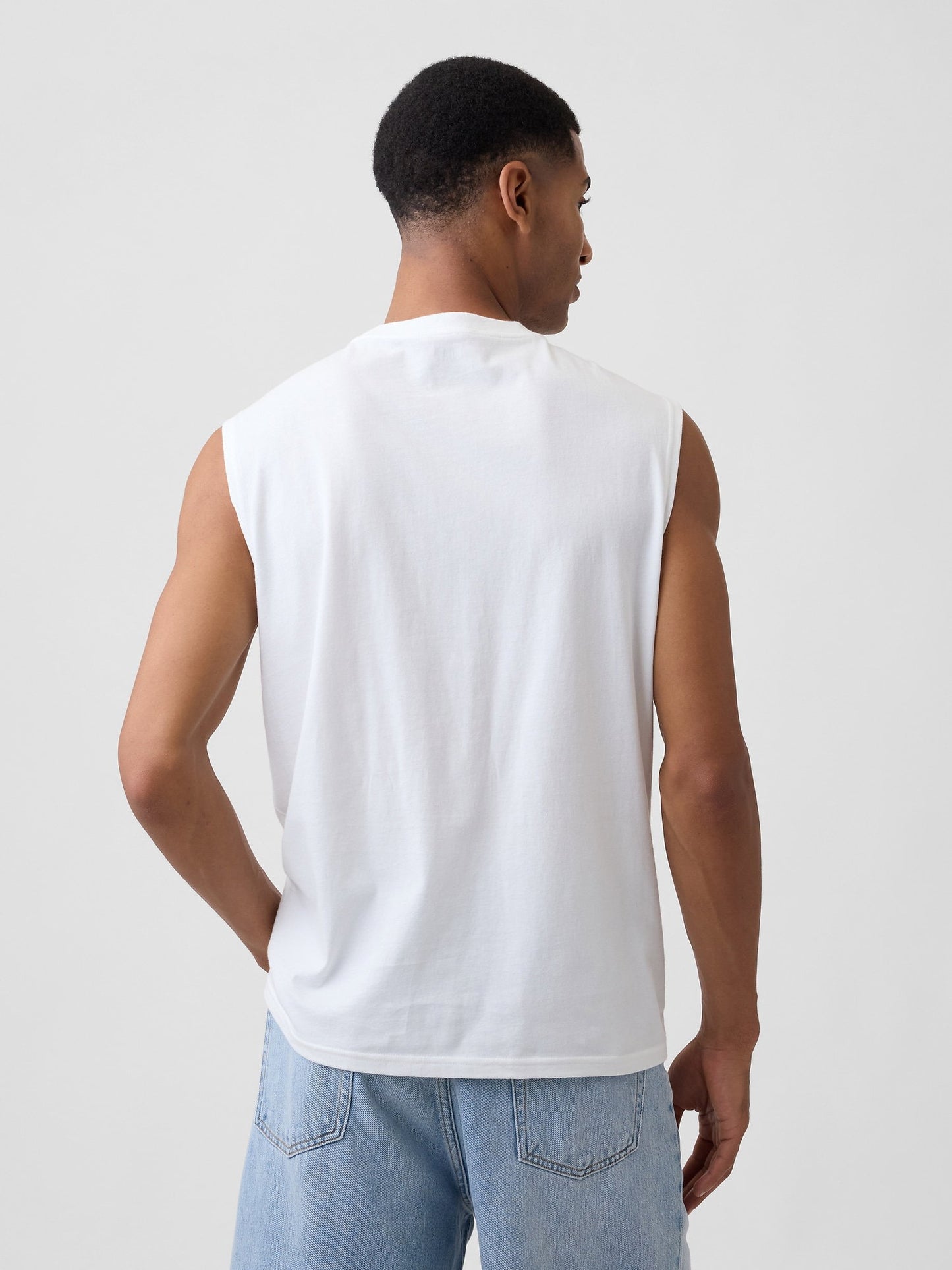 Beyaz Everyday Soft Relaxed Muscle Kolsuz T-shirt