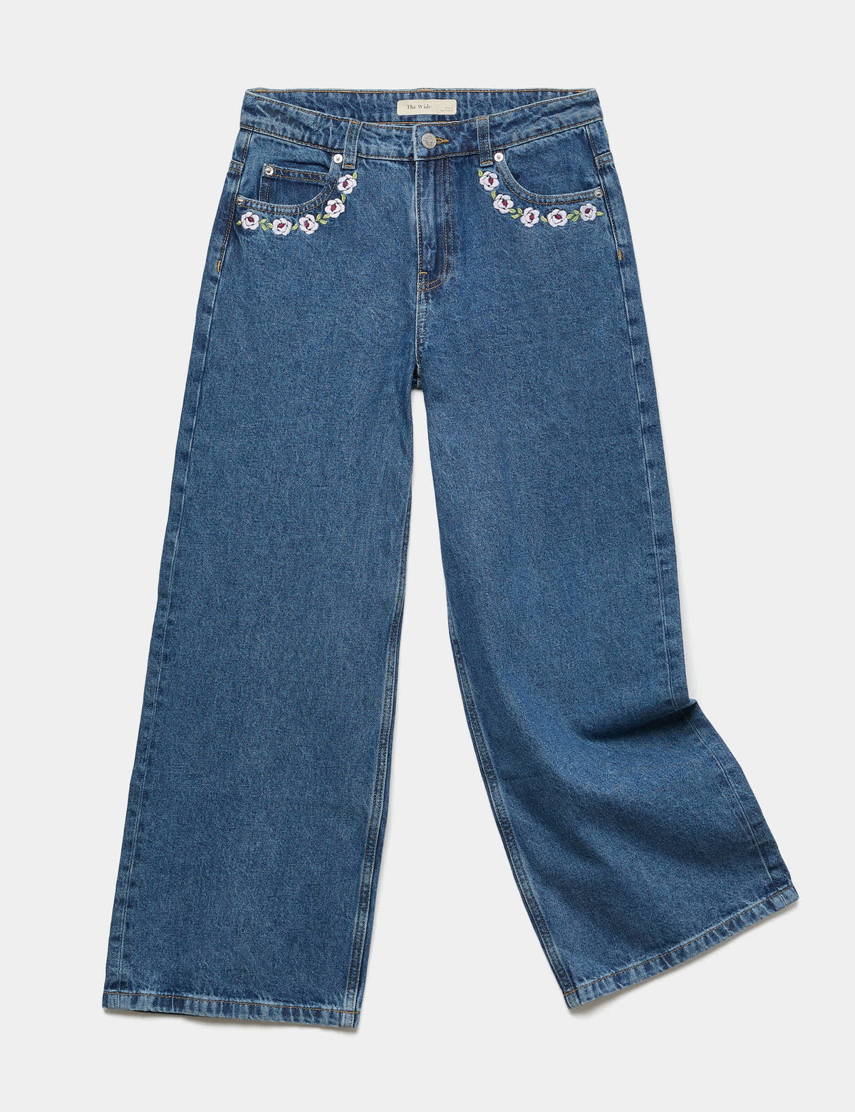Çicek Nakışlı Wide Leg Jean