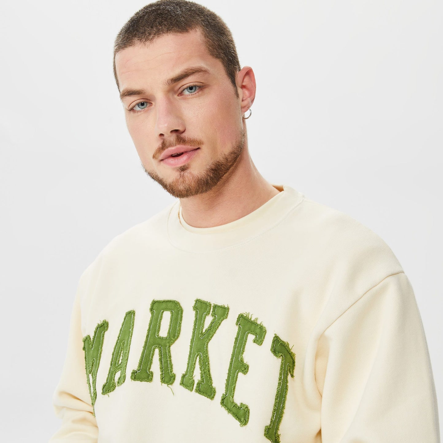 Market Vintage Wash Crewneck Erkek Bej Sweatshirt